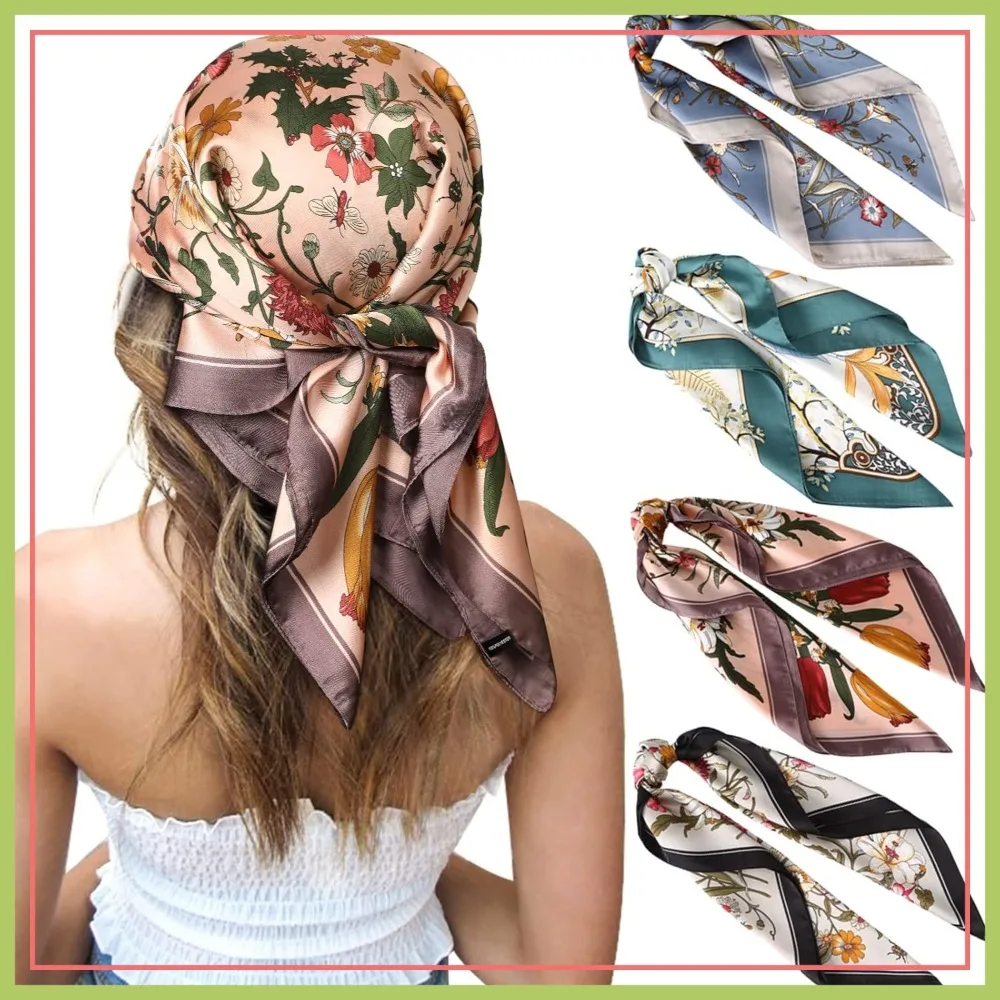 27.5 Inches Square Head Scarf - 4 Pcs Satin Silk Feeling Head Kerchief for Women Hair Bandana
27.5 Inches Square Head Scarf - 4 Pcs Satin Silk Feeling Head Kerchief for Women Hair Bandana