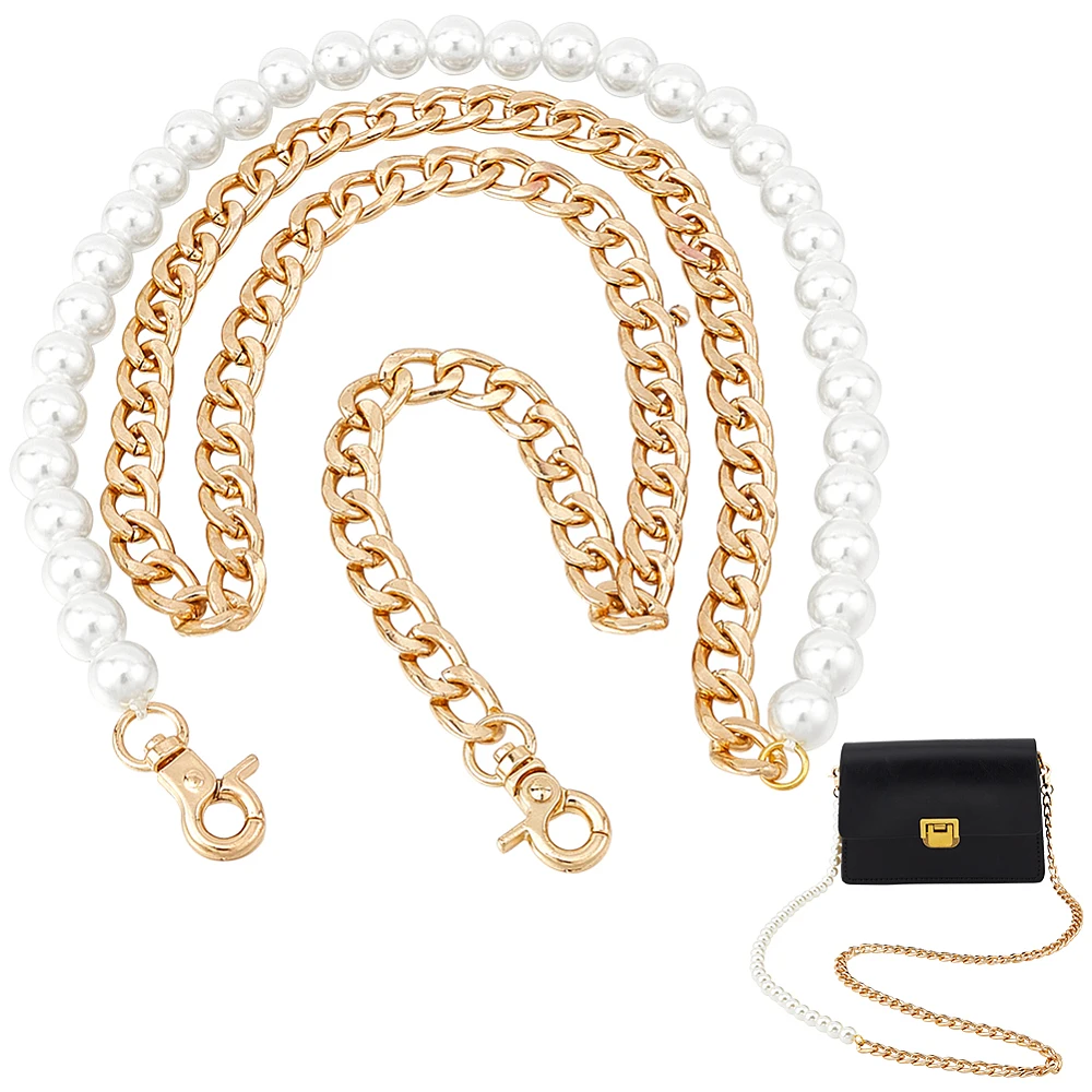 1Pc Plastic Imitation Pearl Beaded Bag Handles with Zinc Alloy Curb Chain Swivel Clasp
1Pc Plastic Imitation Pearl Beaded Bag Handles with Zinc Alloy Curb Chain Swivel Clasp
