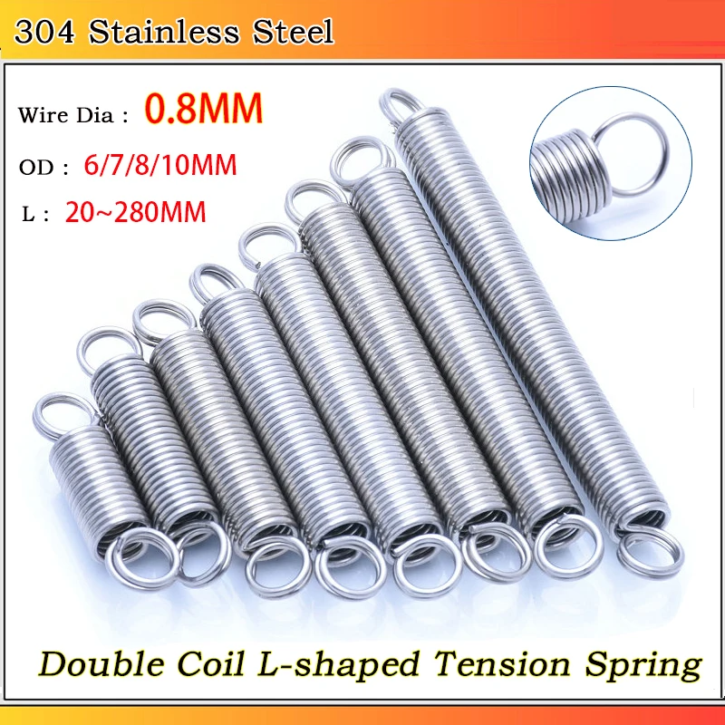 304 Stainless Steel O Ring Hook Extension Spring Tension Spring Double Coil L-shaped Spring Wire Dia 0.8MM OD 6~10MM L: 20~280MM
304 Stainless Steel O Ring Hook Extension Spring Tension Spring Double Coil L-shaped Spring Wire Dia 0.8MM OD 6~10MM L: 20~280MM
