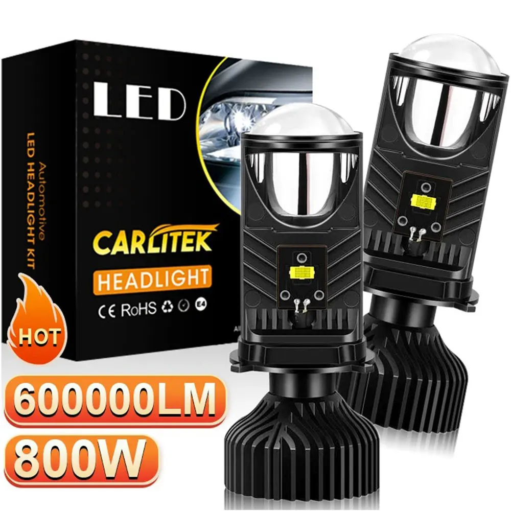 Bi LED Lens Projector H4 Mini Bulb 800W Canbus 220000LM Fanless Headlight for Car/Motorcycle Dual High Low Beam 9-32V Plug&play
Bi LED Lens Projector H4 Mini Bulb 800W Canbus 220000LM Fanless Headlight for Car/Motorcycle Dual High Low Beam 9-32V Plug&play