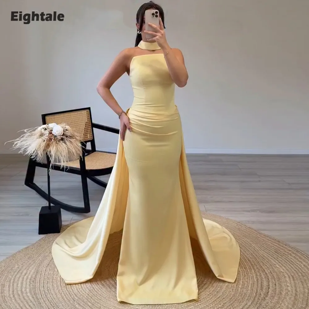 Eightale Muslim Evening Dress O-Neck Customized Pleats Satin Halter Arabic Prom Wedding Party Gown Robes De Soirée
Eightale Muslim Evening Dress O-Neck Customized Pleats Satin Halter Arabic Prom Wedding Party Gown Robes De Soirée