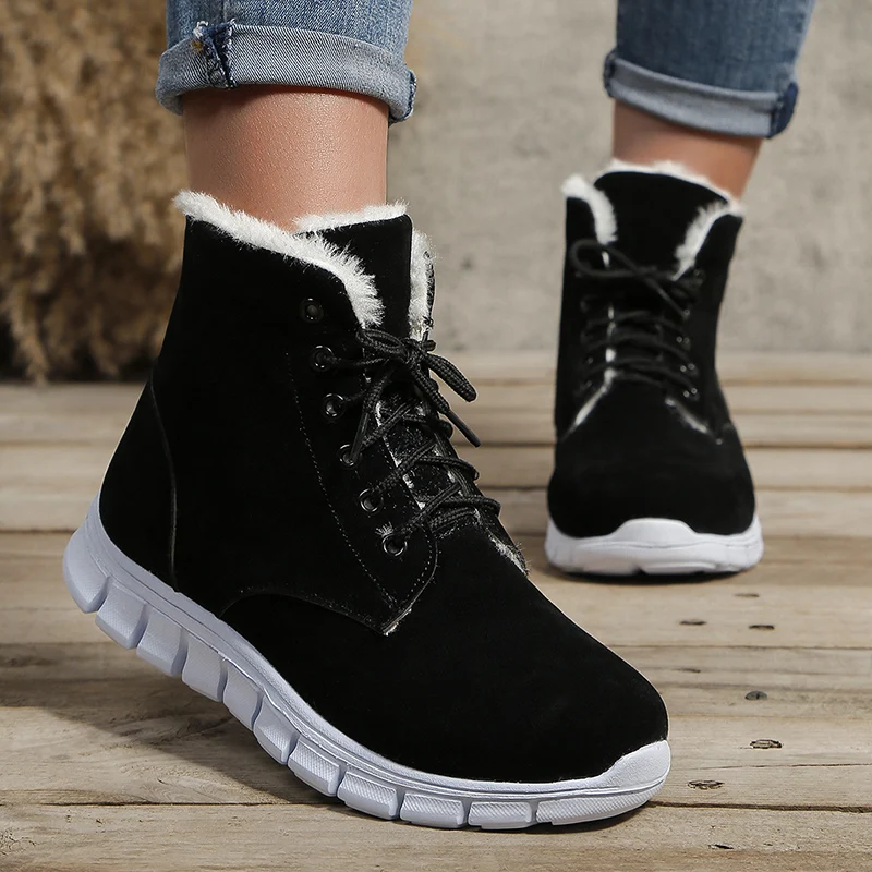 Черные зимние ботинки из искусственной замши на шнуровке, женские противоскользящие теплые короткие плюшевые ботильоны, женские зимние ботинки больших размеров 43, толстая подошва
Черные зимние ботинки из искусственной замши на шнуровке, женские противоскользящие теплые короткие плюшевые ботильоны, женские зимние ботинки больших размеров 43, толстая подошва