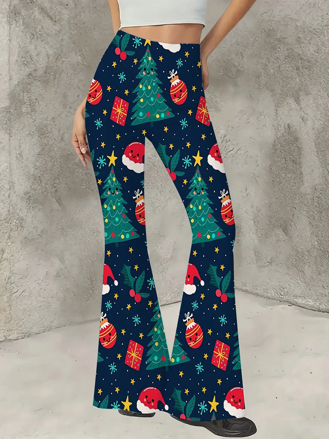 Retro Printed Flare Pants Women High Waist Polyester Knit Bell Bottom Trousers
Retro Printed Flare Pants Women High Waist Polyester Knit Bell Bottom Trousers