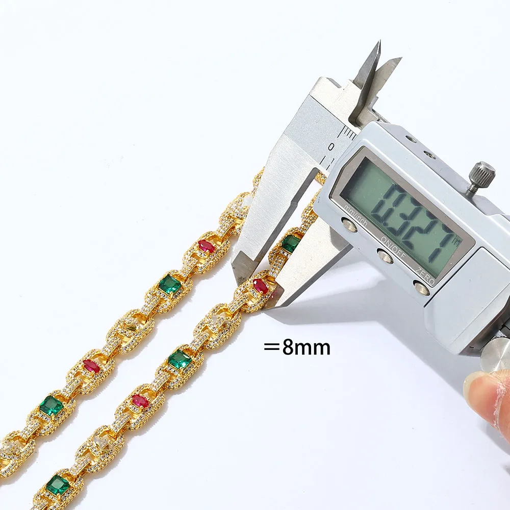 HHIOK Customized 8mm Colored Gemstone Cuban Necklace Mixed With Iced 5A Cubic Zirconia Hip Hop Exquisite Party Gift Jewelry
HHIOK Customized 8mm Colored Gemstone Cuban Necklace Mixed With Iced 5A Cubic Zirconia Hip Hop Exquisite Party Gift Jewelry