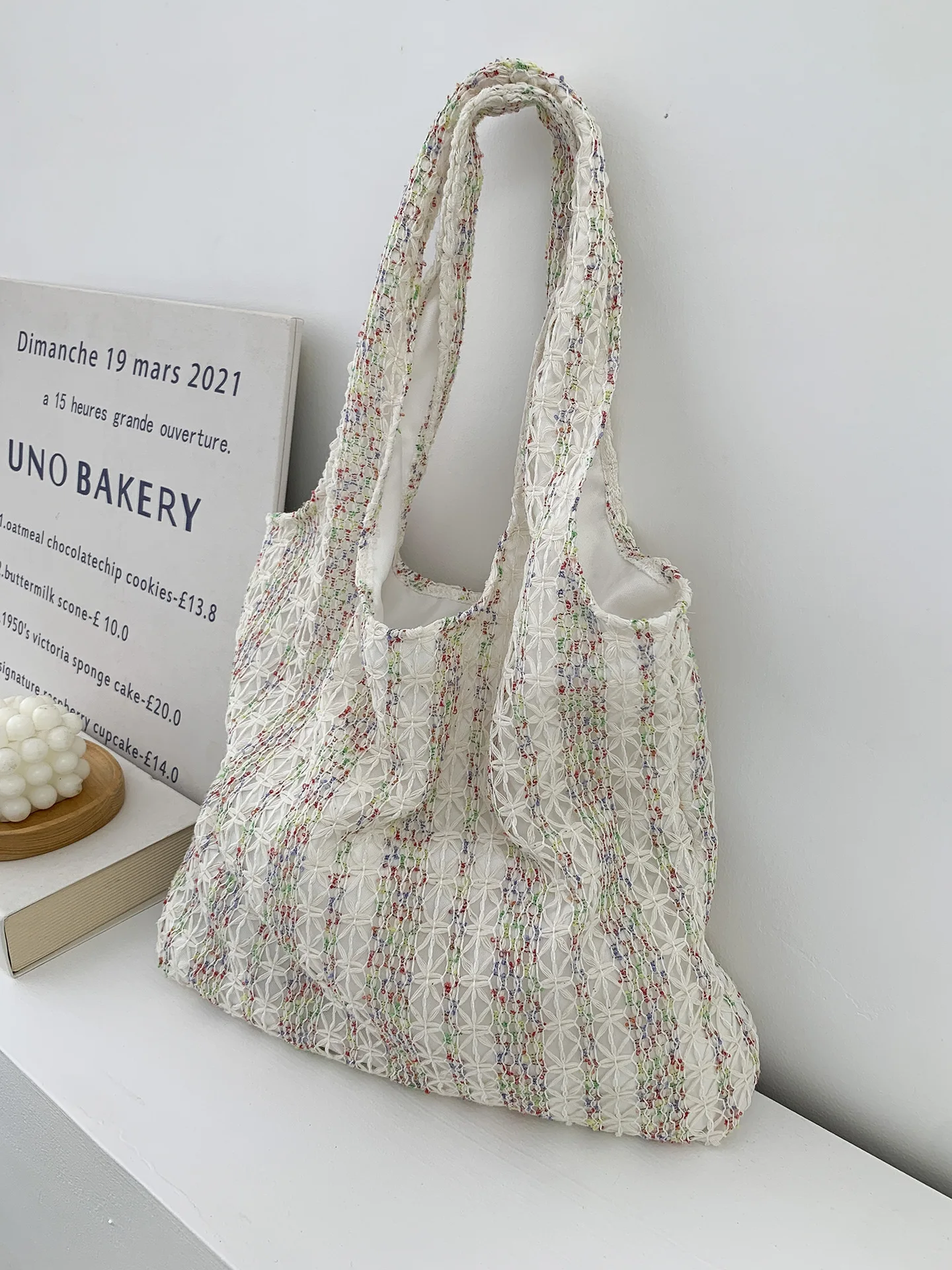 Neon Color Knitted Canvas Tote Bag for Women, Large Capacity Casual Shoulder Bag Fashion Commute School Bag for College Students Neon Color Knitted Canvas Tote Bag for Women, Large Capacity Casual Shoulder Bag Fashion Commute School Bag for College Students