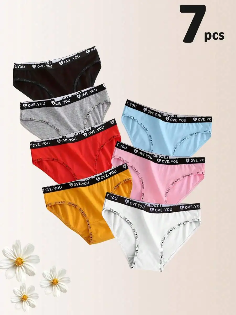 7 Pcs Womens Cotton Briefs Mid-Rise Comfortable Underwear Solid Color With Letter Waistband
7 Pcs Womens Cotton Briefs Mid-Rise Comfortable Underwear Solid Color With Letter Waistband
