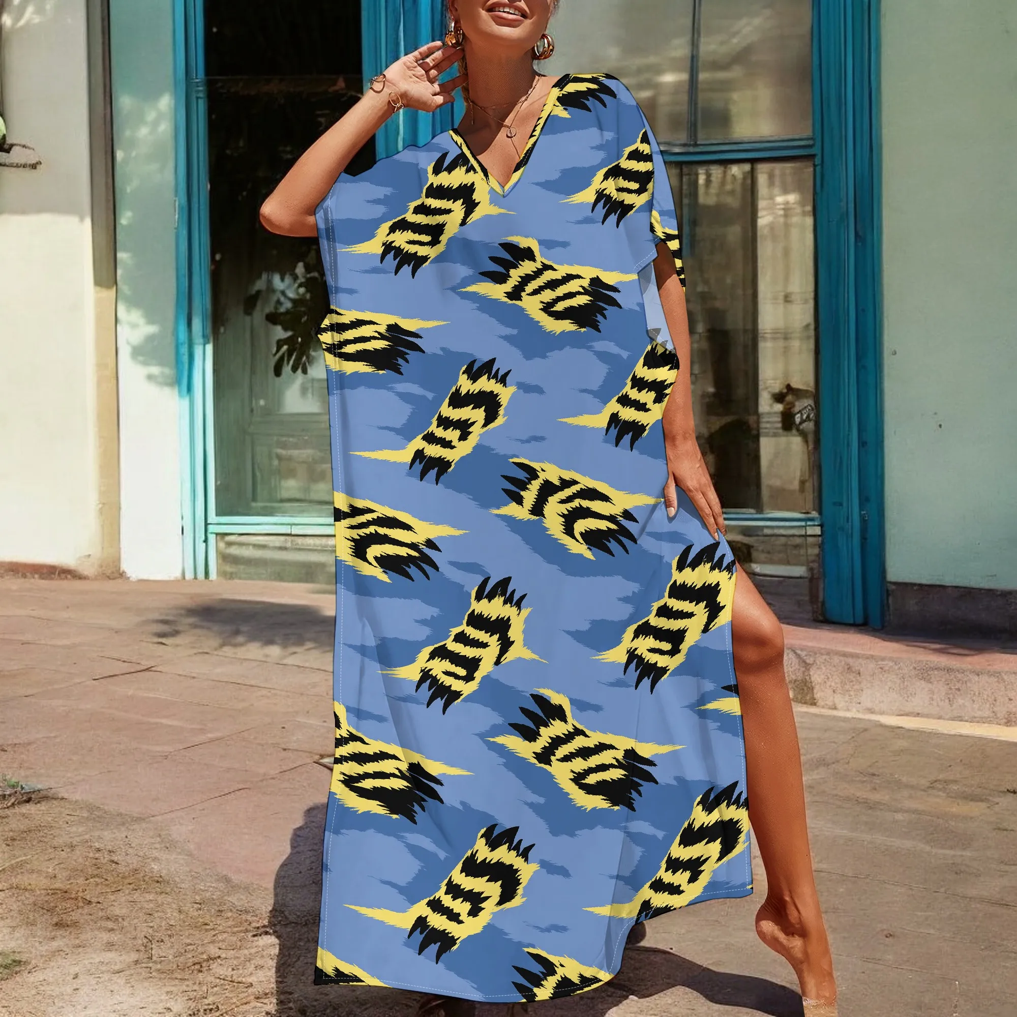 Afrocentric Plus Size Dress Tiger Stripe Print V-Neck Loose Fit 3XL Casual or Festival Wear
Afrocentric Plus Size Dress Tiger Stripe Print V-Neck Loose Fit 3XL Casual or Festival Wear