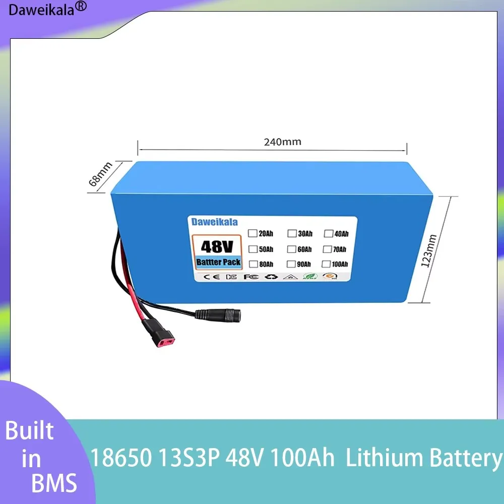 48V 100Ah Lithium Battery Pack-2024 New 13S6P 18650 Li-ion Ebike Battery for Scooter/E-Bike/Motorcycle 100000mAh High Capacity C
48V 100Ah Lithium Battery Pack-2024 New 13S6P 18650 Li-ion Ebike Battery for Scooter/E-Bike/Motorcycle 100000mAh High Capacity C