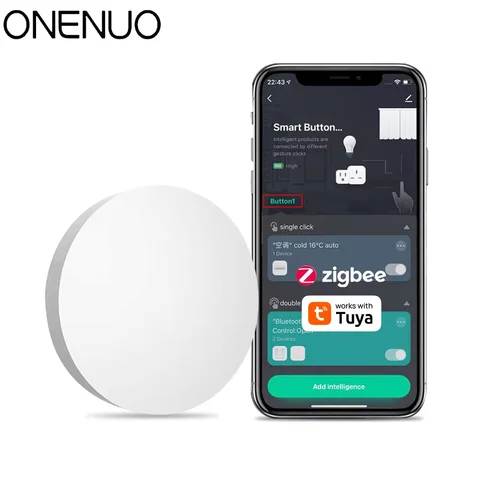 1~2pcs Tuya ZigBee Button Scene Switch Intelligent Linkage Switch Battery Powered Automation Work With Smart Life Zigbee Devices