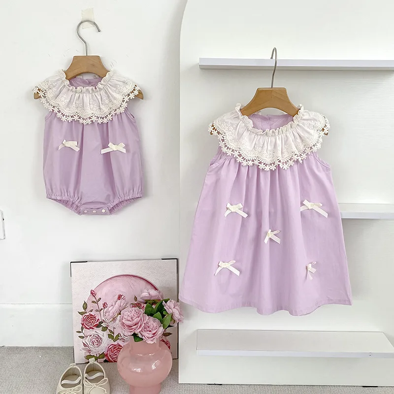 2025 Girls Summer Romper Dress Princess Lace Matching Outfit for Sisters Baby Bodysuit Clothes Floral Print Sleeveless Dresses
2025 Girls Summer Romper Dress Princess Lace Matching Outfit for Sisters Baby Bodysuit Clothes Floral Print Sleeveless Dresses