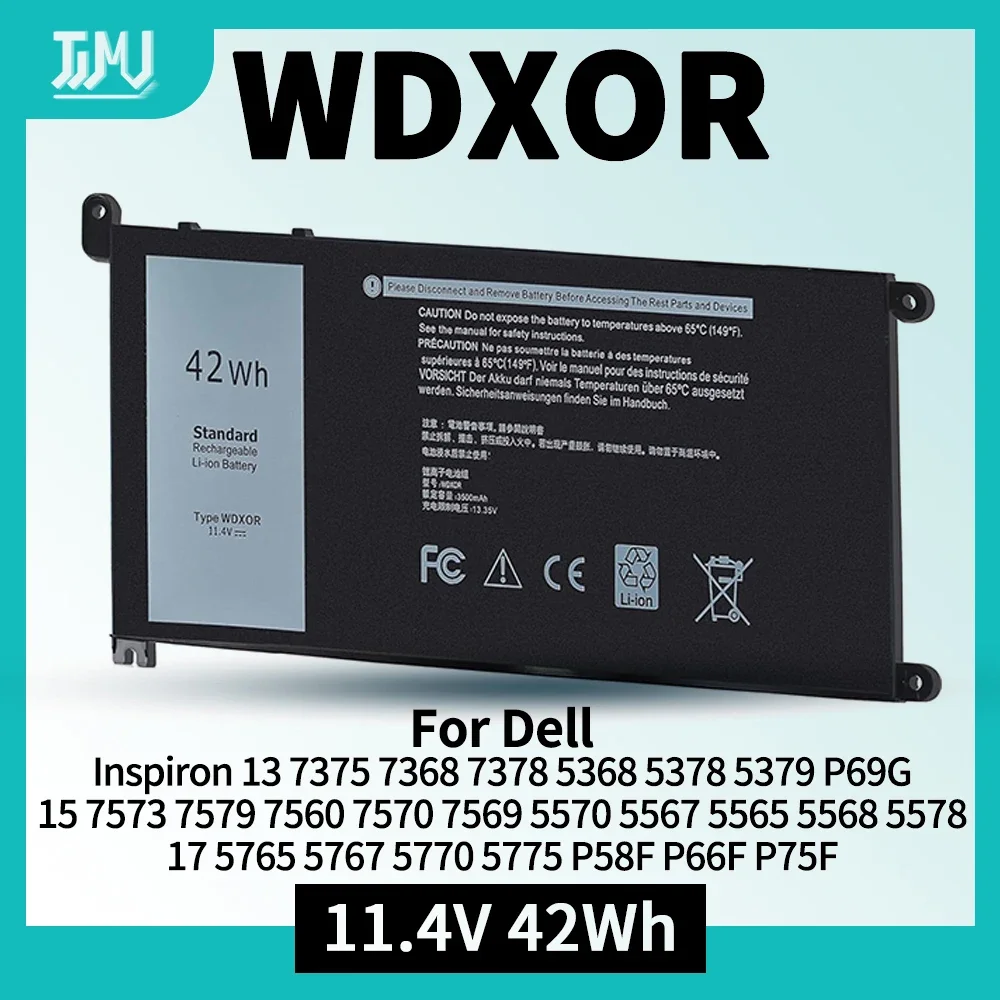 WDX0R WDXOR Battery for Dell Inspiron 13 7375 7368 7378 5368 P69G 15 7573 7579 7560 7570 7569 5565 17 5765 5767 5770 P58F P66F
WDX0R WDXOR Battery for Dell Inspiron 13 7375 7368 7378 5368 P69G 15 7573 7579 7560 7570 7569 5565 17 5765 5767 5770 P58F P66F