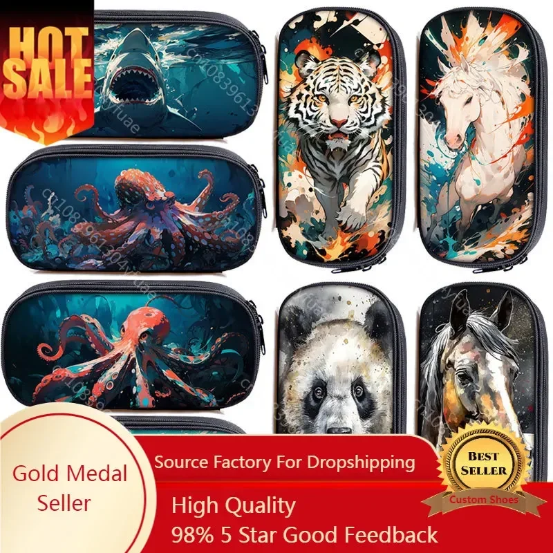 Cute Animal Watercolor Painting Makeup Bag Tiger Horse Pencil Bag Owl/Wolf/Elephant Cosmetic Cases Panda Pencil Cases Pencil Box
Cute Animal Watercolor Painting Makeup Bag Tiger Horse Pencil Bag Owl/Wolf/Elephant Cosmetic Cases Panda Pencil Cases Pencil Box