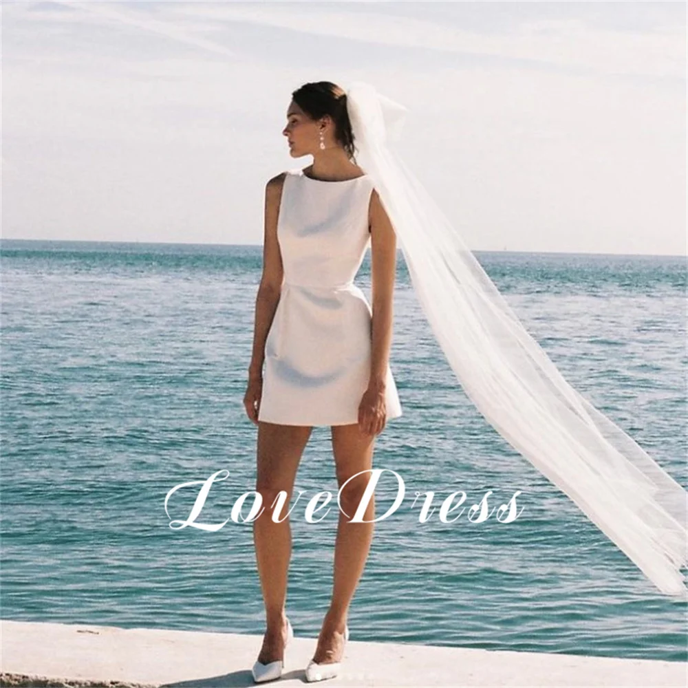 Beach Simple Stain Short A-Line Wedding Dress Sleeveless Above Knee Lace Up Mini Elegant Bridal Gowns Vestido Customized
Beach Simple Stain Short A-Line Wedding Dress Sleeveless Above Knee Lace Up Mini Elegant Bridal Gowns Vestido Customized
