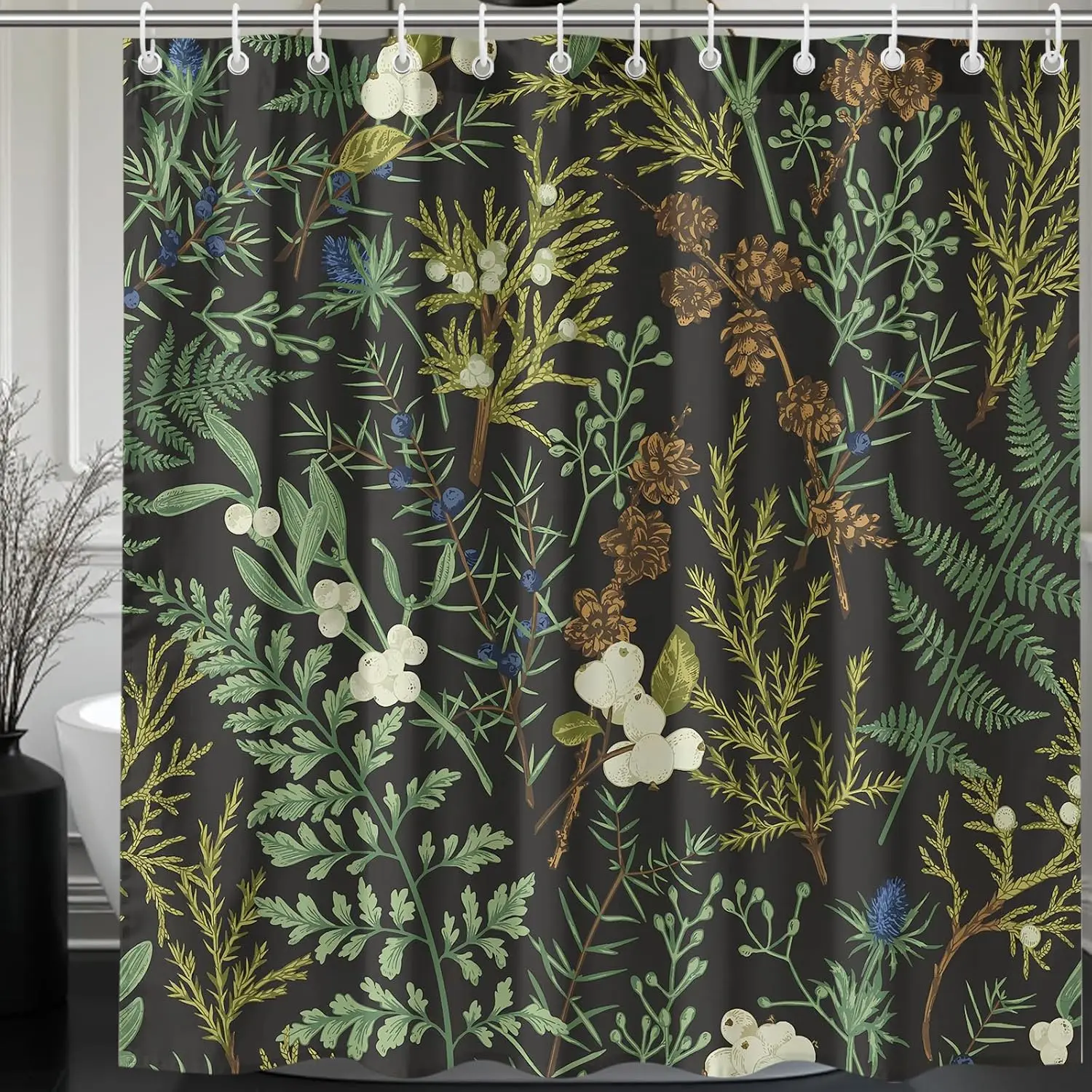 Leaves Plant Shower Curtain 72x72 Inches, Black Botanical Shower Curtain, Spring Nature Waterproof Polyester Fabric Bathro
Leaves Plant Shower Curtain 72x72 Inches, Black Botanical Shower Curtain, Spring Nature Waterproof Polyester Fabric Bathro
