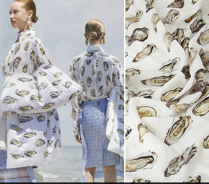 Spring and Summer European and American Style B Home The Same Digital Print Pearl Shell Silk Fabric Clothing Shirt Fabric
Spring and Summer European and American Style B Home The Same Digital Print Pearl Shell Silk Fabric Clothing Shirt Fabric