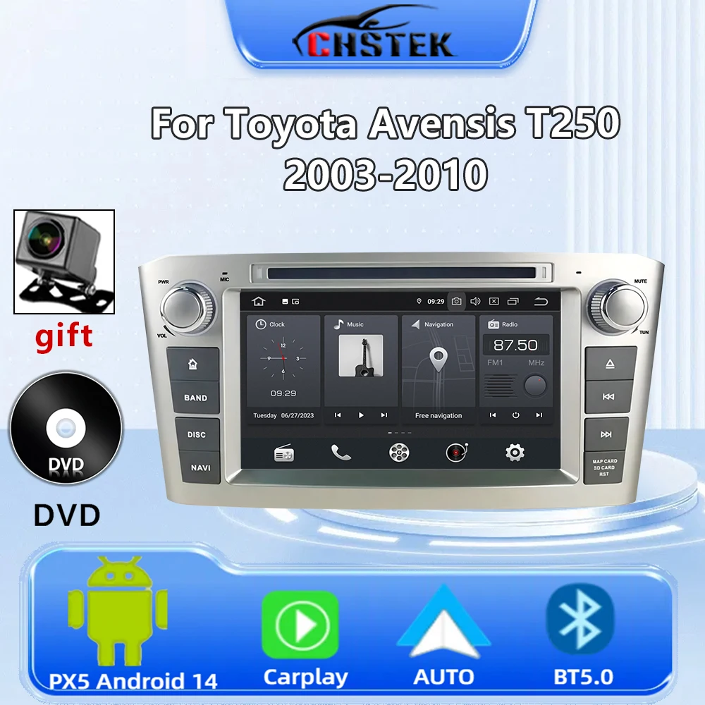 CHSTEK Car Radio Player Android 14 DVD For Toyota Avensis T250 2003-2010 Multimedia GPS CarPlay Bluetooth Autoradio Stereo WIFI
CHSTEK Car Radio Player Android 14 DVD For Toyota Avensis T250 2003-2010 Multimedia GPS CarPlay Bluetooth Autoradio Stereo WIFI