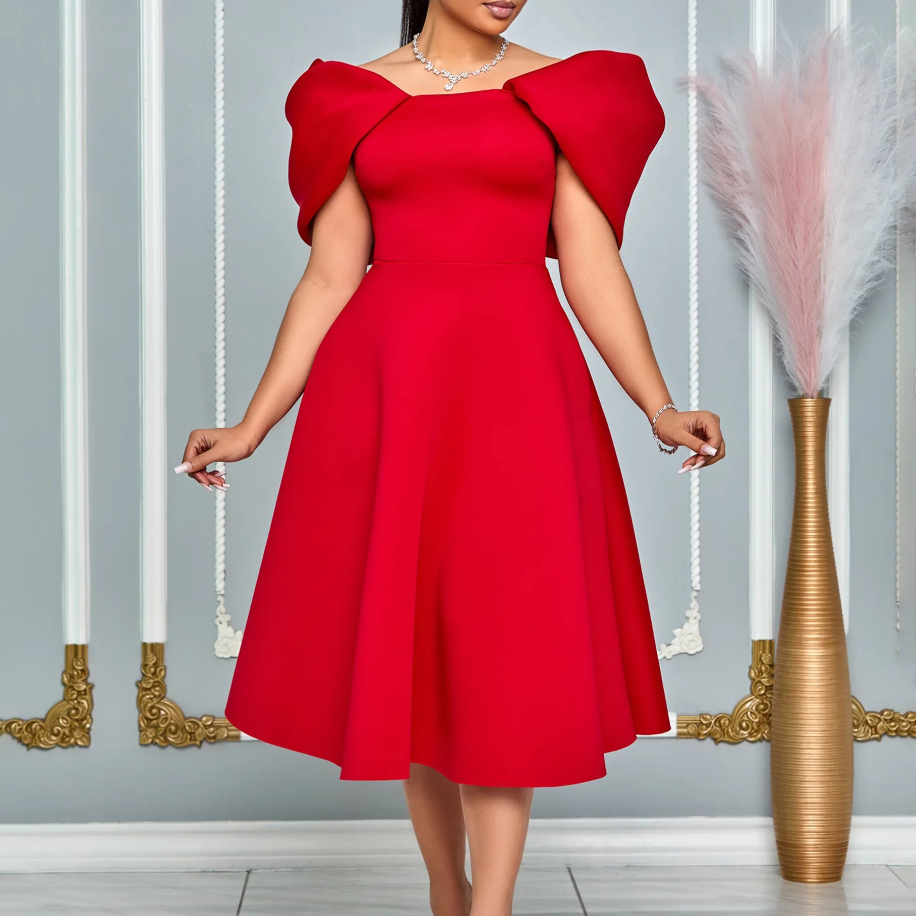 Fashion High Waist A-line Elegant Dress Womens Summer Clothes Sexy Off Shoulder Banquet Party Backless Dress Evening Robe Femme
Fashion High Waist A-line Elegant Dress Womens Summer Clothes Sexy Off Shoulder Banquet Party Backless Dress Evening Robe Femme