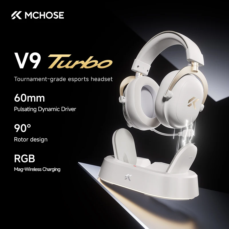 MCHOSE V9 Turbo + Wireless Gaming Headset 60mm 7.1 Professional Esports Surround Sound Headphones with RGB Charging Base CSGO
MCHOSE V9 Turbo + Wireless Gaming Headset 60mm 7.1 Professional Esports Surround Sound Headphones with RGB Charging Base CSGO