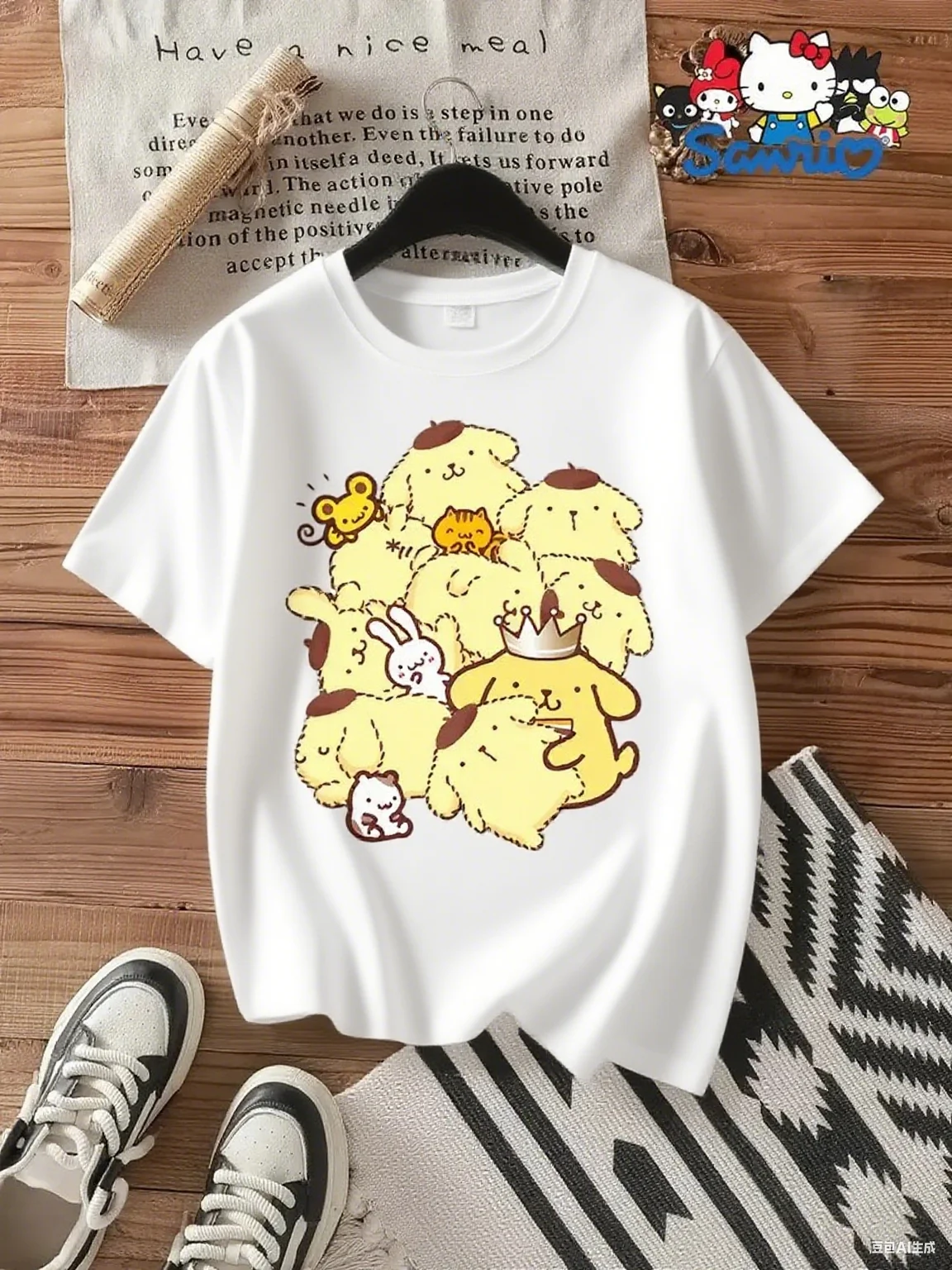 Sanrio Pompompurin Group Print Cotton T Shirt Cute Cartoon Characters Gathering Brand Streetwear Print New Arrival Tee S-4XL
Sanrio Pompompurin Group Print Cotton T Shirt Cute Cartoon Characters Gathering Brand Streetwear Print New Arrival Tee S-4XL