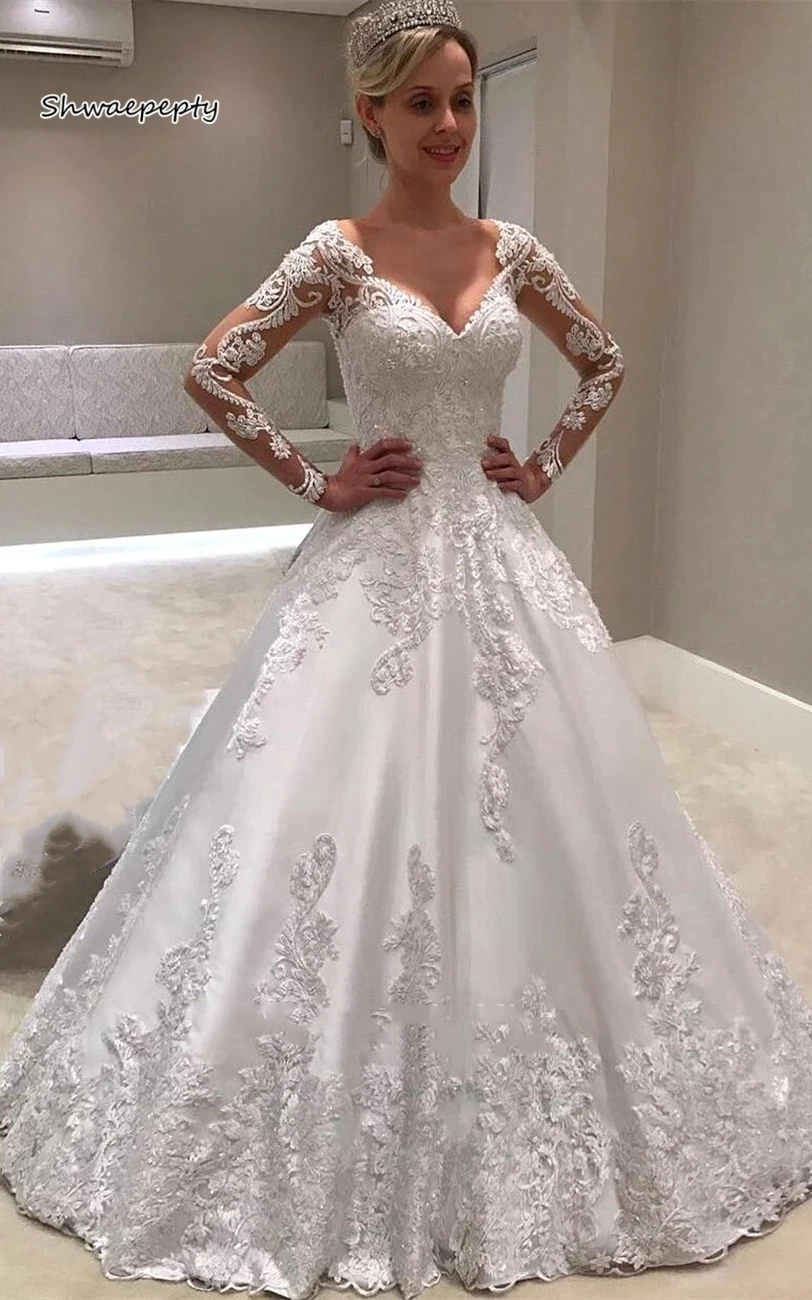 2025 Long Sleeves Wedding Dress Lace Appliques Satin A-Line Bridal Gown White Elegant Vestido De Novia Customized
2025 Long Sleeves Wedding Dress Lace Appliques Satin A-Line Bridal Gown White Elegant Vestido De Novia Customized