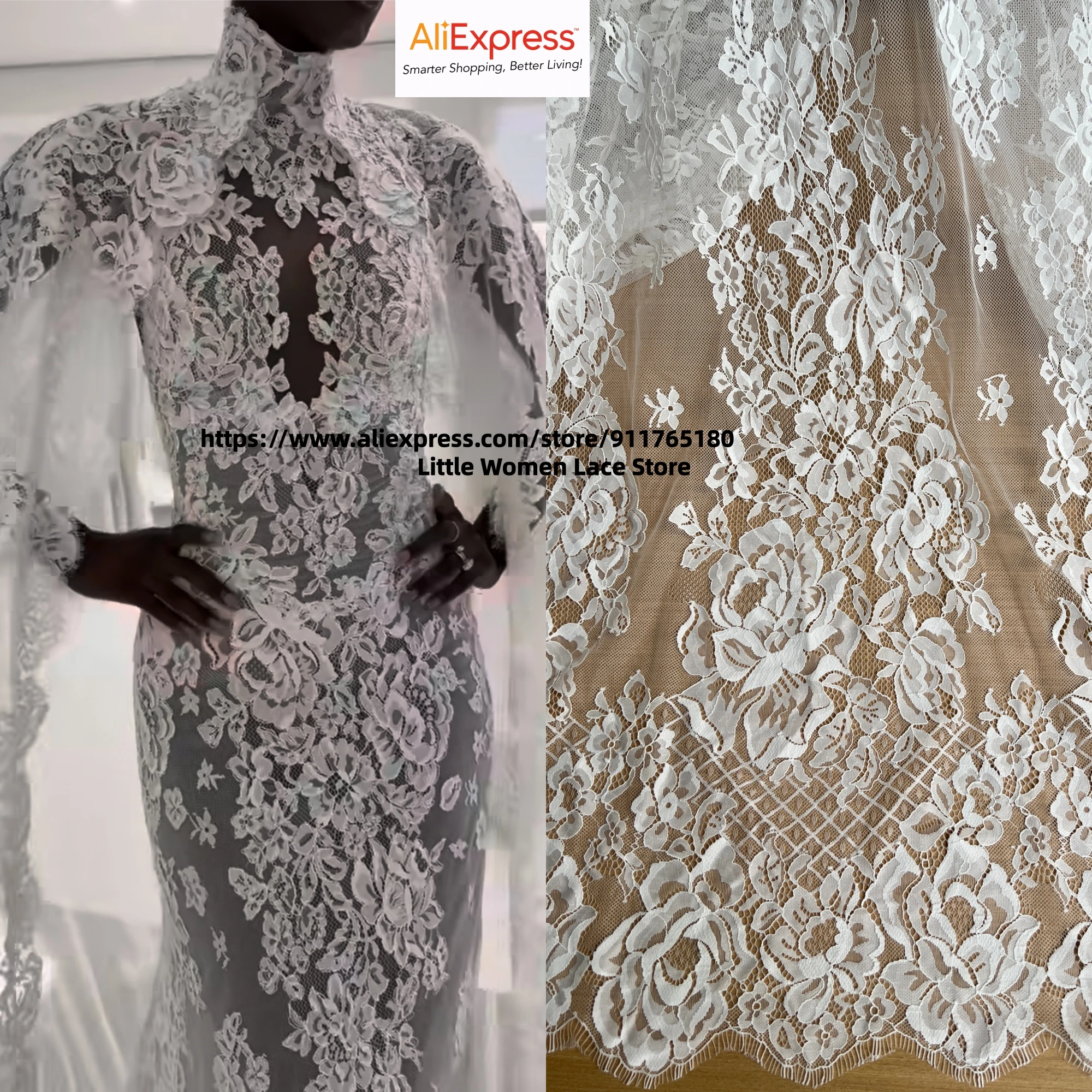 Premium Quality Big Florals Eyelash French Lace Fabric 1Panel Size 1.5x3M Milky Off White Color Wedding Lace
Premium Quality Big Florals Eyelash French Lace Fabric 1Panel Size 1.5x3M Milky Off White Color Wedding Lace