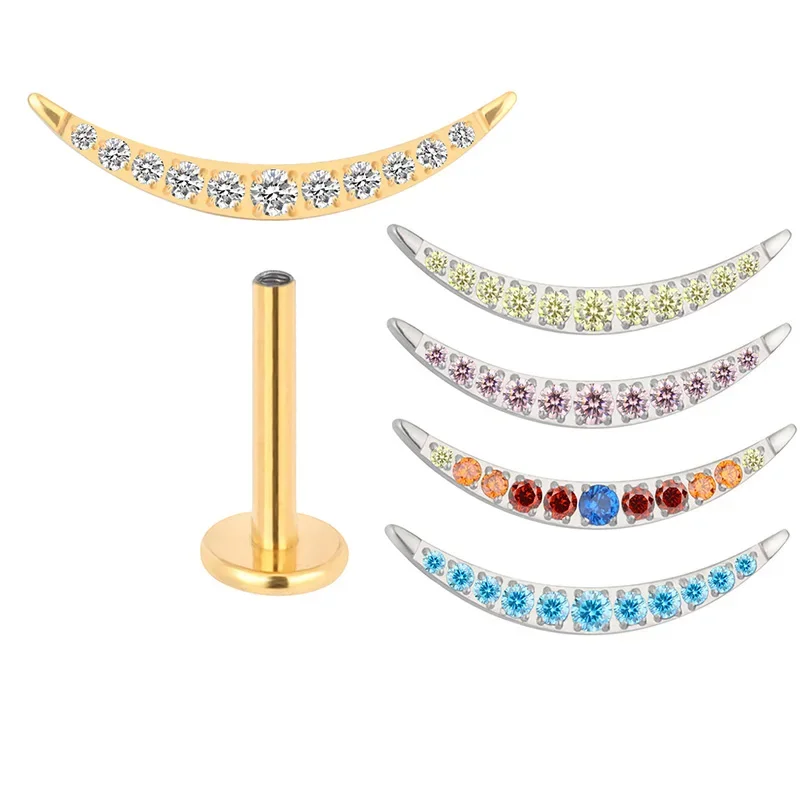 ASTM F136 Titanium Crescent PIERC CZ Paved Top Ear Cartilage Threaded Labret Stud Tragus Earring Lip Ring Body Piercing Jewelry
ASTM F136 Titanium Crescent PIERC CZ Paved Top Ear Cartilage Threaded Labret Stud Tragus Earring Lip Ring Body Piercing Jewelry