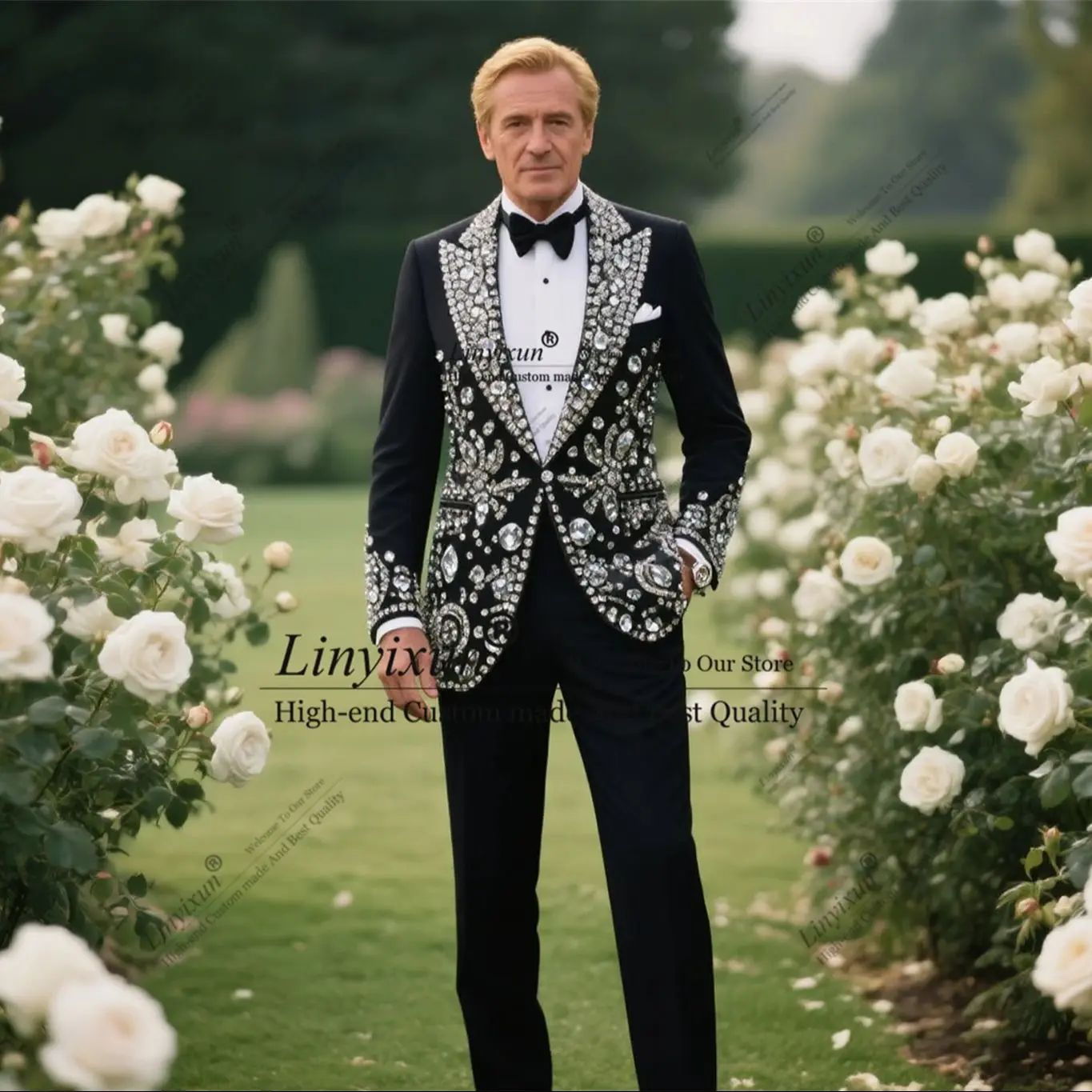 Luxurious design Beaded Diamond Men Suits 2 Pieces Wedding Groom Tuxedo Male Prom Blazer Slim Fit Customized Costume Homme
Luxurious design Beaded Diamond Men Suits 2 Pieces Wedding Groom Tuxedo Male Prom Blazer Slim Fit Customized Costume Homme