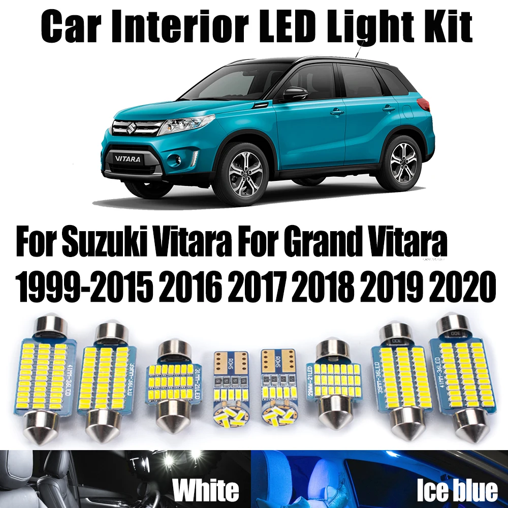 Комплект светодиодных ламп Canbus для Suzuki Vitara и Grand Vitara 1999-2021: подсветка номерного знака, салона, карты, потолка и дверей
Комплект светодиодных ламп Canbus для Suzuki Vitara и Grand Vitara 1999-2021: подсветка номерного знака, салона, карты, потолка и дверей