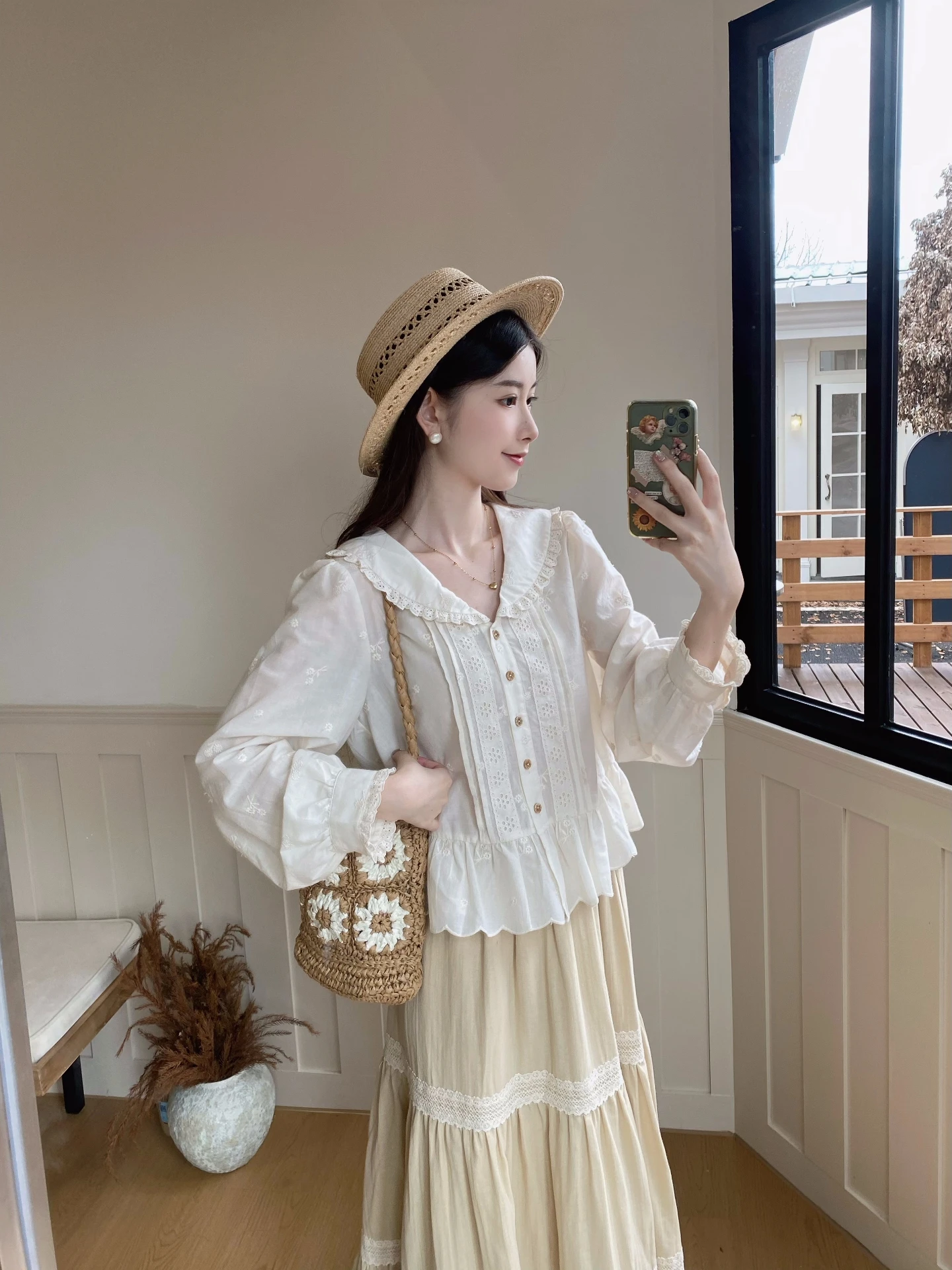 MOBAI Vintage Ruffle Collar irt Women's Autumn Unique Design Sensation Navy Collar Top Pure Cotton Long Sve Buttoned
MOBAI Vintage Ruffle Collar irt Women's Autumn Unique Design Sensation Navy Collar Top Pure Cotton Long Sve Buttoned