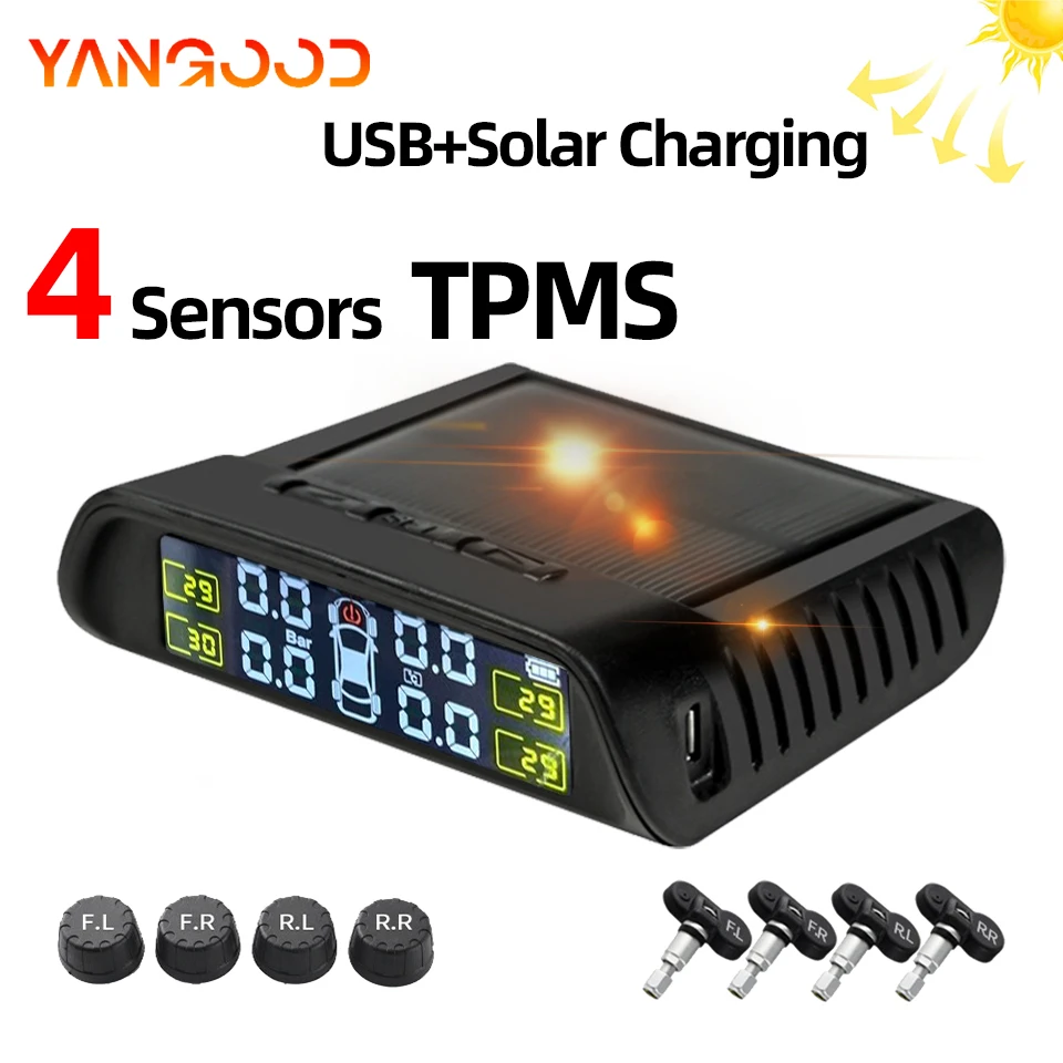 Yangood 4 Sensors Tire Pressure Monitor System Solar Tpms Sensor Security Alarm Simple Installation Tire Pressure Display
Yangood 4 Sensors Tire Pressure Monitor System Solar Tpms Sensor Security Alarm Simple Installation Tire Pressure Display