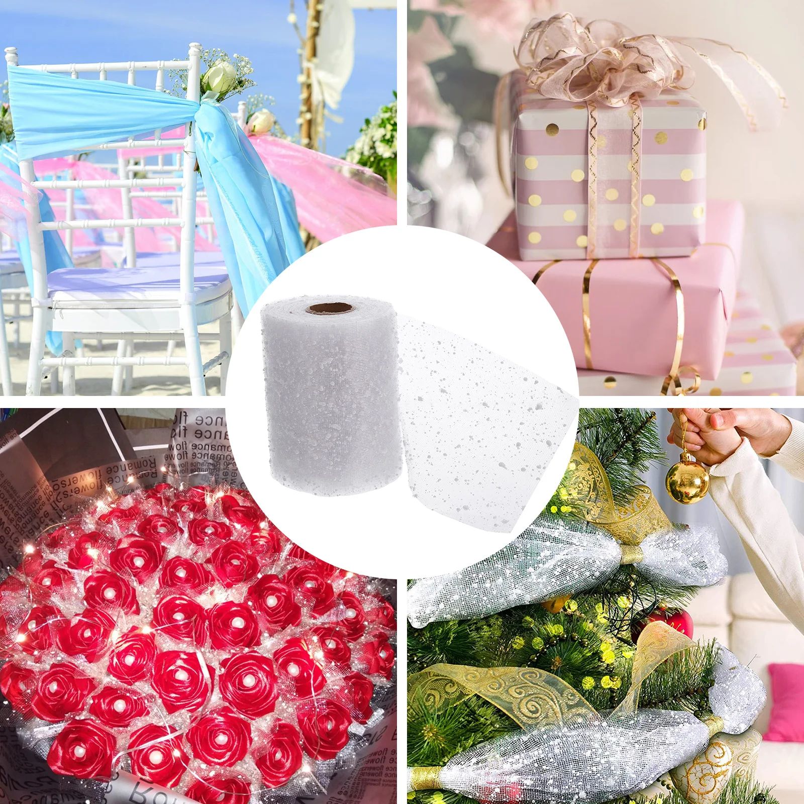 4pcs 4 Rolls White Christmas Decorated Mesh Ribbon Snow Wrapping Yarn For Bouquet Packaging Diy Gift Decoration
4pcs 4 Rolls White Christmas Decorated Mesh Ribbon Snow Wrapping Yarn For Bouquet Packaging Diy Gift Decoration