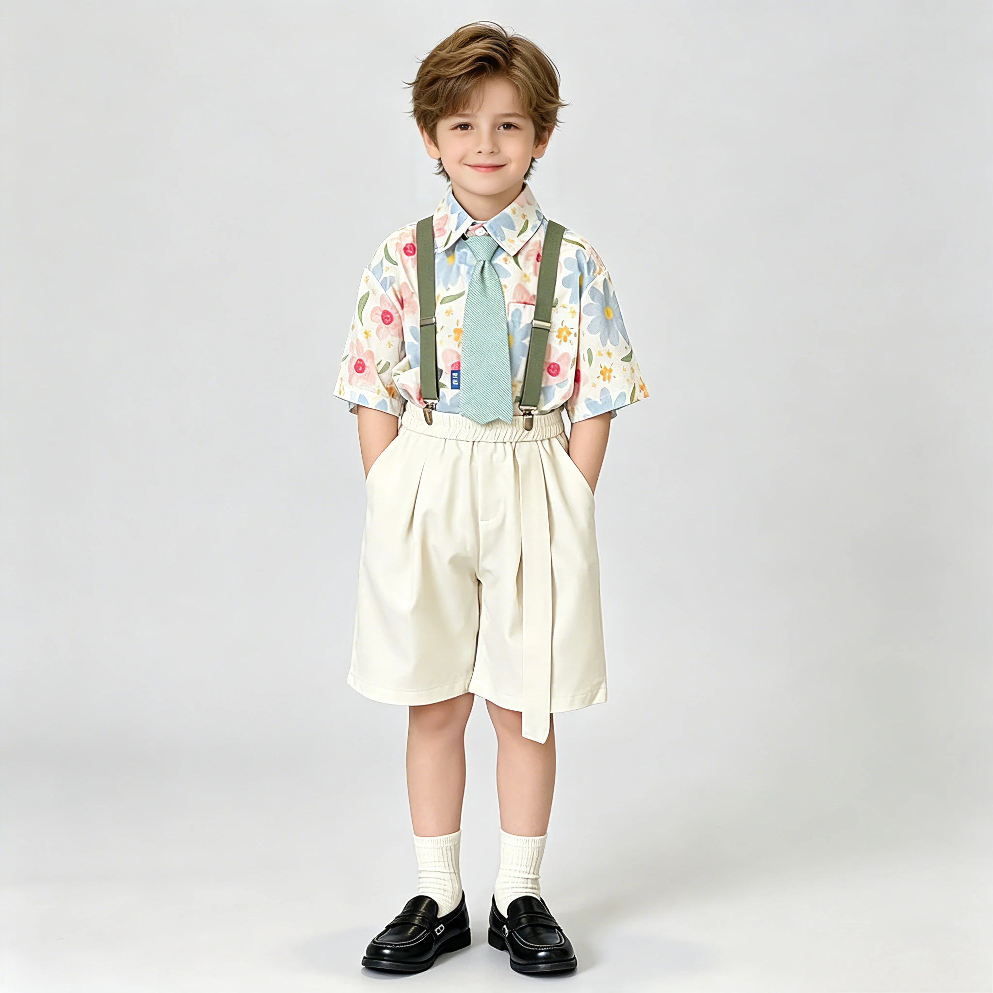 Boys Floral Suspender Set Kids Short Sleeve Shirt with Tie Toddler Boy Summer Party Gentleman Outfit Children Vacation Wear 8 Y
Boys Floral Suspender Set Kids Short Sleeve Shirt with Tie Toddler Boy Summer Party Gentleman Outfit Children Vacation Wear 8 Y