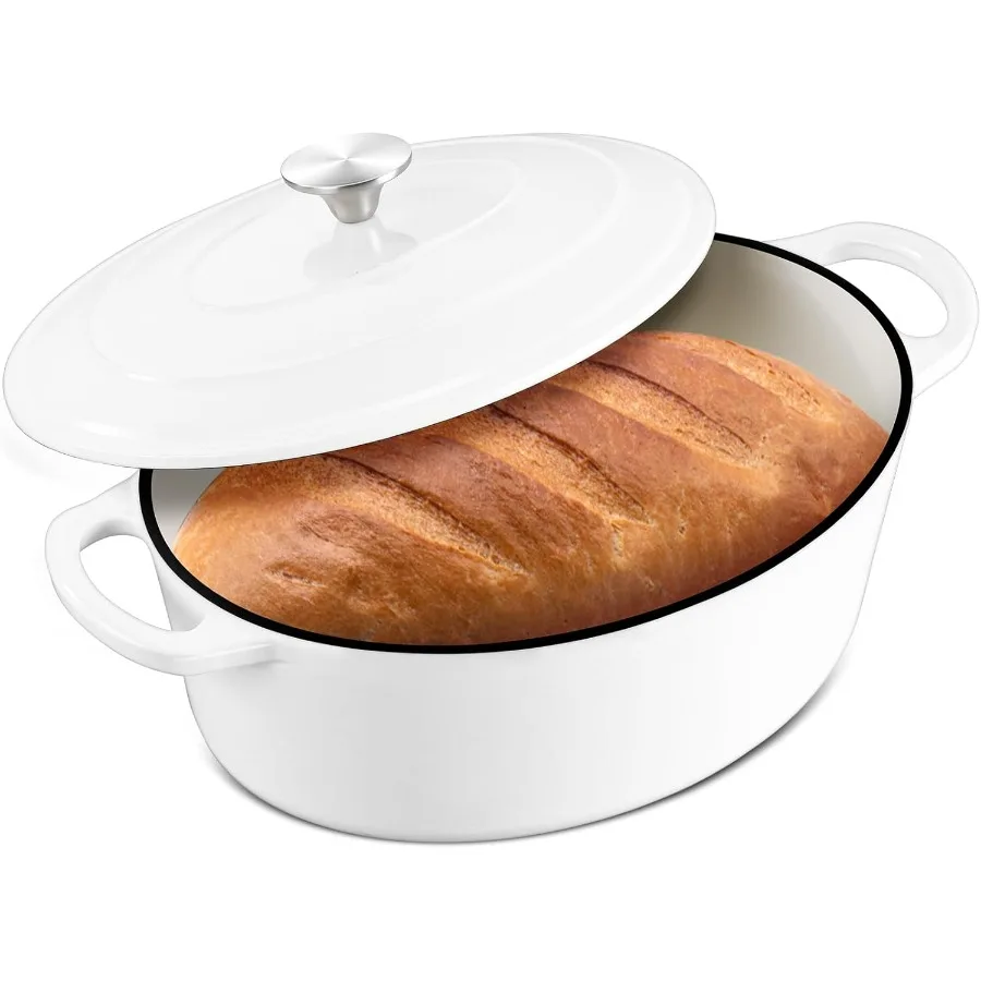 7 Quart Oval Dutch Oven with Lid, 7QT Enameled Oval Cast Iron Dutch Oven for Sourdough Bread Breaking, Heavy Duty Cookware for B
7 Quart Oval Dutch Oven with Lid, 7QT Enameled Oval Cast Iron Dutch Oven for Sourdough Bread Breaking, Heavy Duty Cookware for B