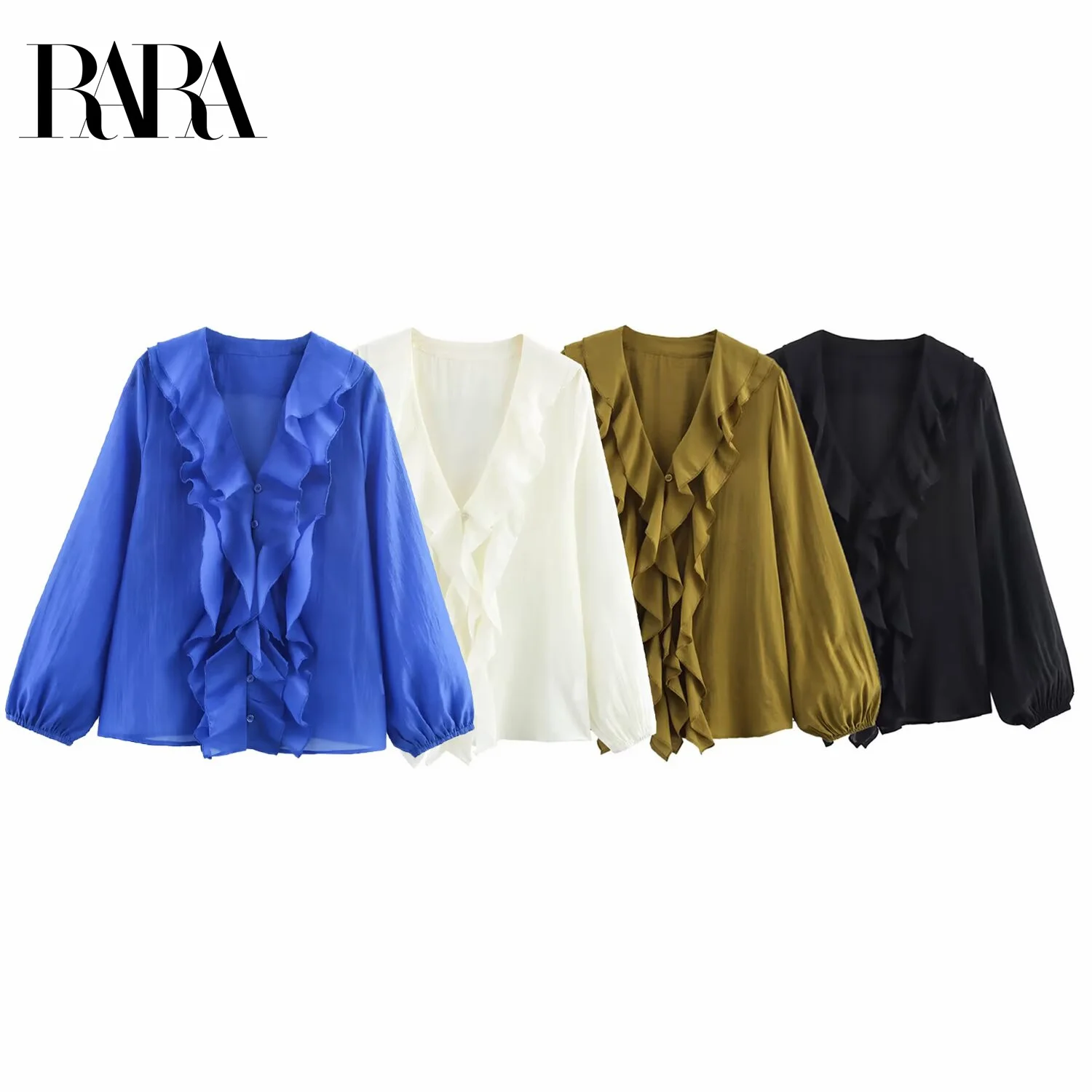 RARA Women's Casual Elegant Sheer Chiffon V - neck Long - sleeve Blouse with Layered Ruffle Decoration
RARA Women's Casual Elegant Sheer Chiffon V - neck Long - sleeve Blouse with Layered Ruffle Decoration