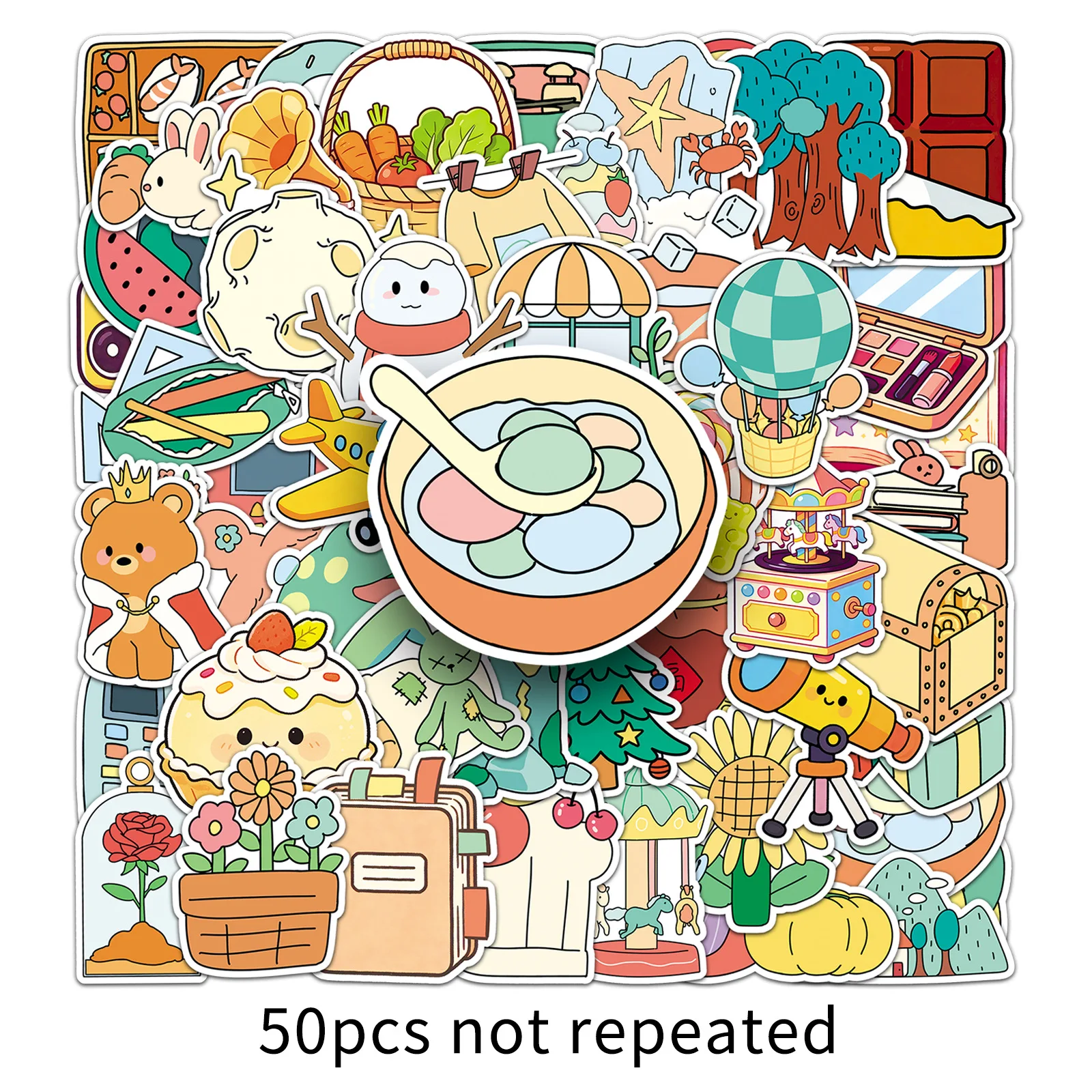 50Pcs/Set Kawaii Cartoon Stickers Cute Daily Objects Decals Waterproof PVC Stickers for Scrapbooking Kids Rewards Party Favors
50Pcs/Set Kawaii Cartoon Stickers Cute Daily Objects Decals Waterproof PVC Stickers for Scrapbooking Kids Rewards Party Favors