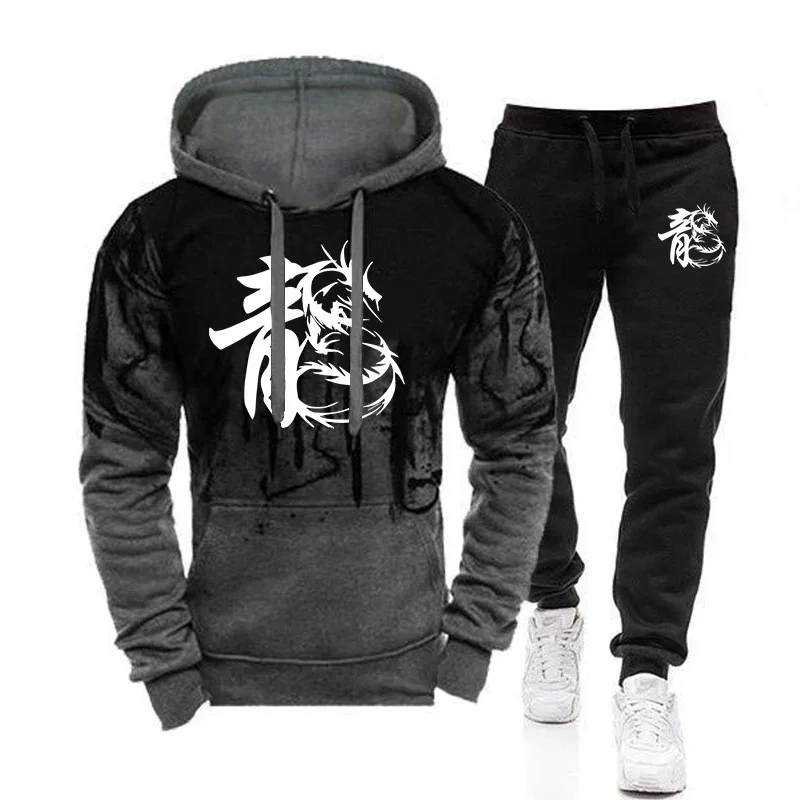 Spring Autumn Men's Sweatshirt 2Pcs Suit Fashion Splash Ink Hoodies+Tracksuit Pants Casual Fitness Male Sportswear Male Clothing
Spring Autumn Men's Sweatshirt 2Pcs Suit Fashion Splash Ink Hoodies+Tracksuit Pants Casual Fitness Male Sportswear Male Clothing
