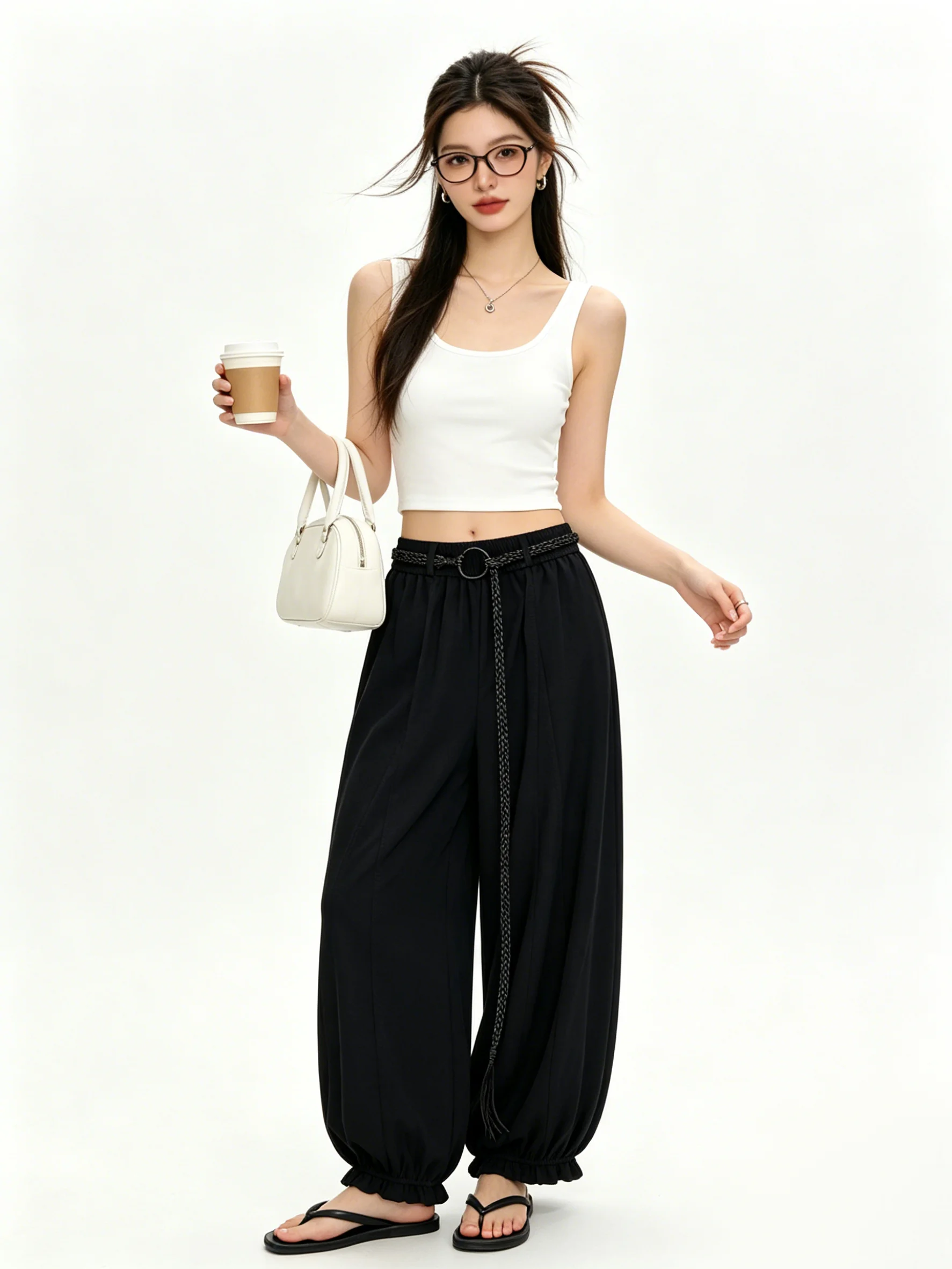 Casual High Waist Wide Leg Pants Elastic Waist Lace Trim Loose Fit Summer Leisure Trousers Slimming Versatile Korean Style
Casual High Waist Wide Leg Pants Elastic Waist Lace Trim Loose Fit Summer Leisure Trousers Slimming Versatile Korean Style