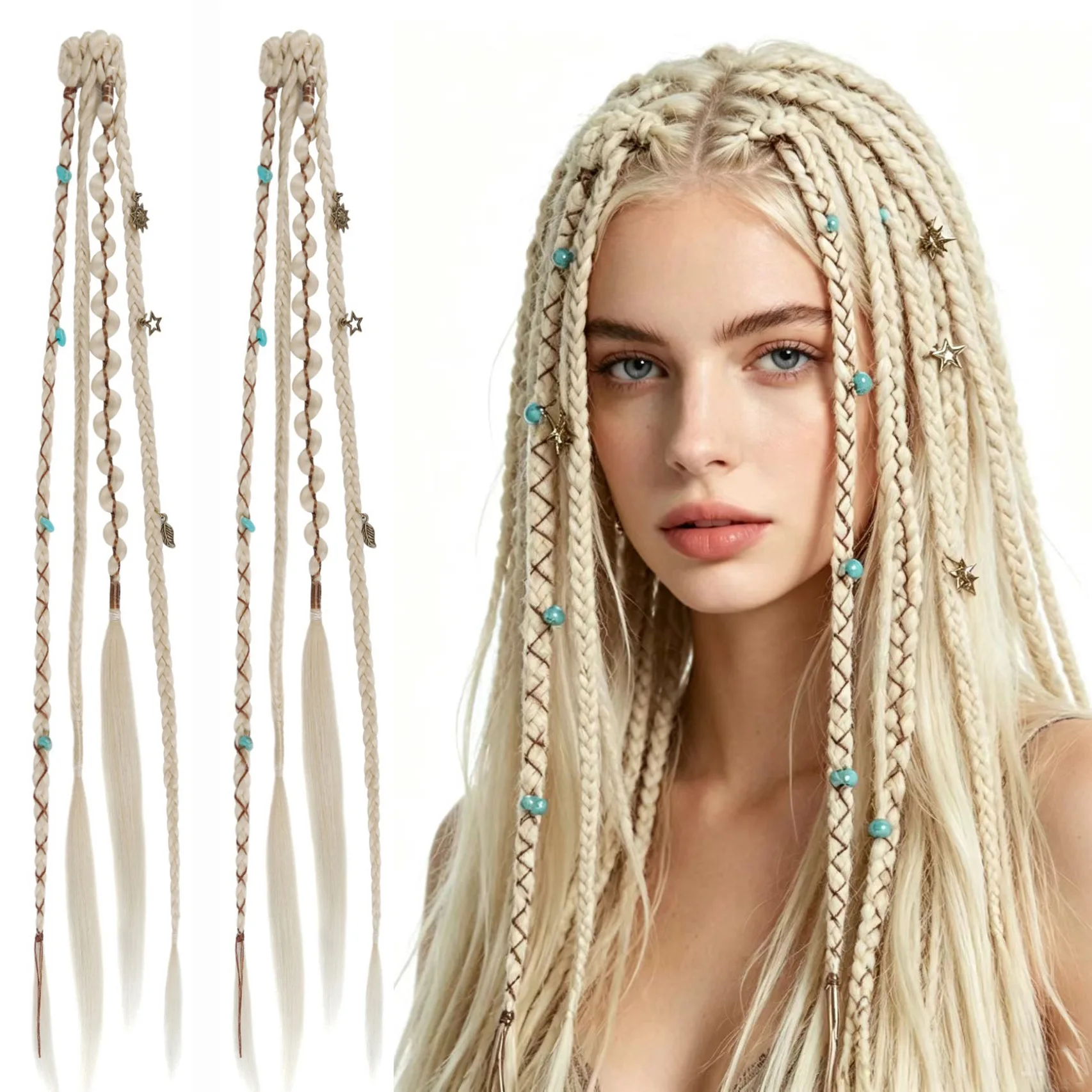 2pcs Bohemian Woven Braid Ponytail Wasteland Style Three-strand Braid Hair Extension Teardrop Hair Clip Elegant Hair Accessories
2pcs Bohemian Woven Braid Ponytail Wasteland Style Three-strand Braid Hair Extension Teardrop Hair Clip Elegant Hair Accessories