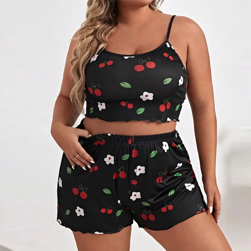 Plus Size Heart-shaped Printed Women's Sleepwear Set Sleeveless Elastic Waist Shorts 2-piece Set Women's Sleepwear
Plus Size Heart-shaped Printed Women's Sleepwear Set Sleeveless Elastic Waist Shorts 2-piece Set Women's Sleepwear