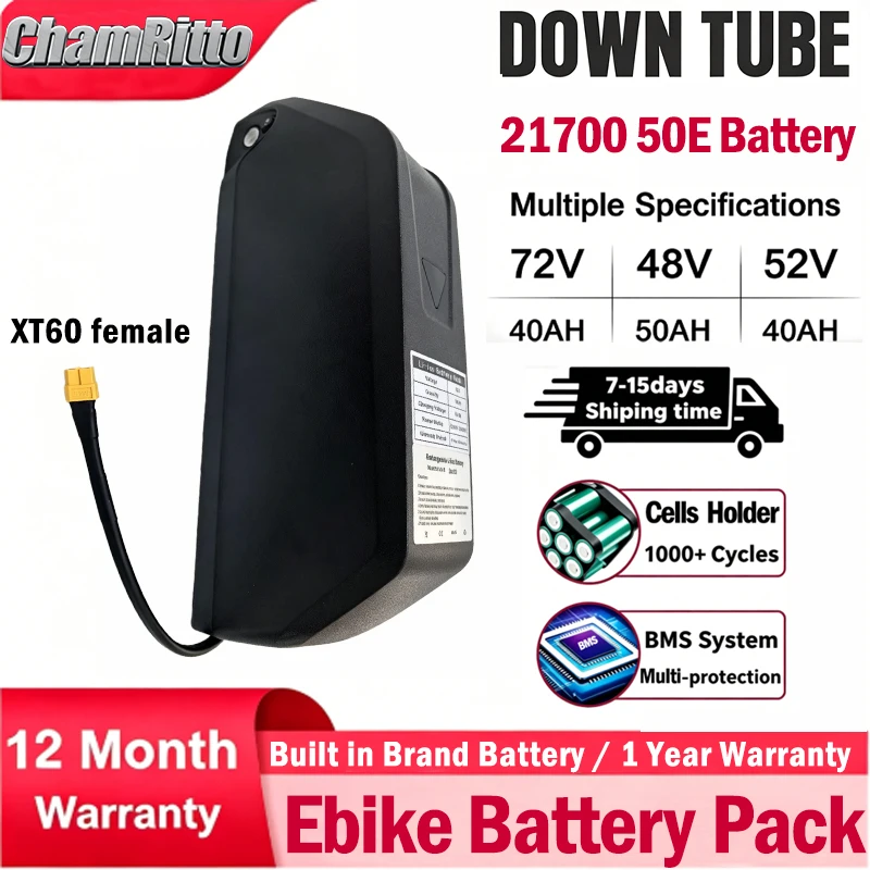 48v 52v ebike cham-rider Battery 750w 1500w Electric bicycle 72V 60V 25ah 30ah 40ah 50ah 60ah 1000w 2000W 21700 Lithium Batterie
48v 52v ebike cham-rider Battery 750w 1500w Electric bicycle 72V 60V 25ah 30ah 40ah 50ah 60ah 1000w 2000W 21700 Lithium Batterie