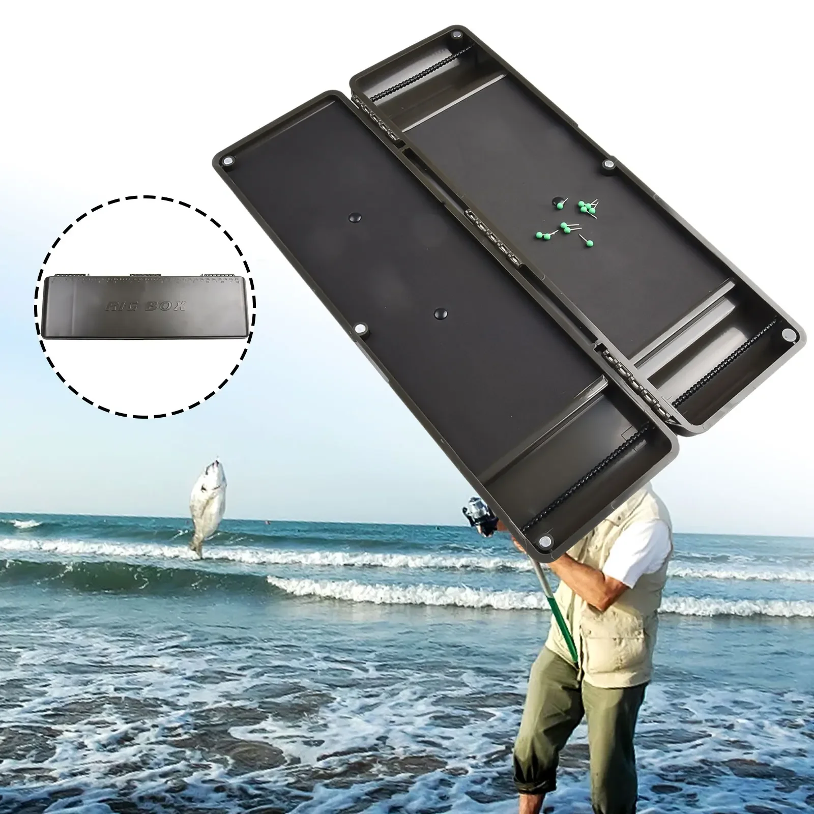 Army Green Fishing Rig Box 10 Fixers With Built-in Ruler Shockproof Plastic Storage Case For Carp Angling Tackle
Army Green Fishing Rig Box 10 Fixers With Built-in Ruler Shockproof Plastic Storage Case For Carp Angling Tackle