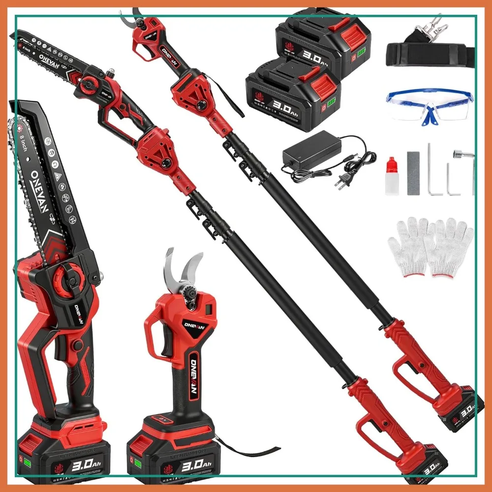 4-in-1 Cordless Pole Saw & Pruning Shears, 8-Inch Tree Trimmer with 14.2FT Extension, 2x3.0Ah Battery
4-in-1 Cordless Pole Saw & Pruning Shears, 8-Inch Tree Trimmer with 14.2FT Extension, 2x3.0Ah Battery