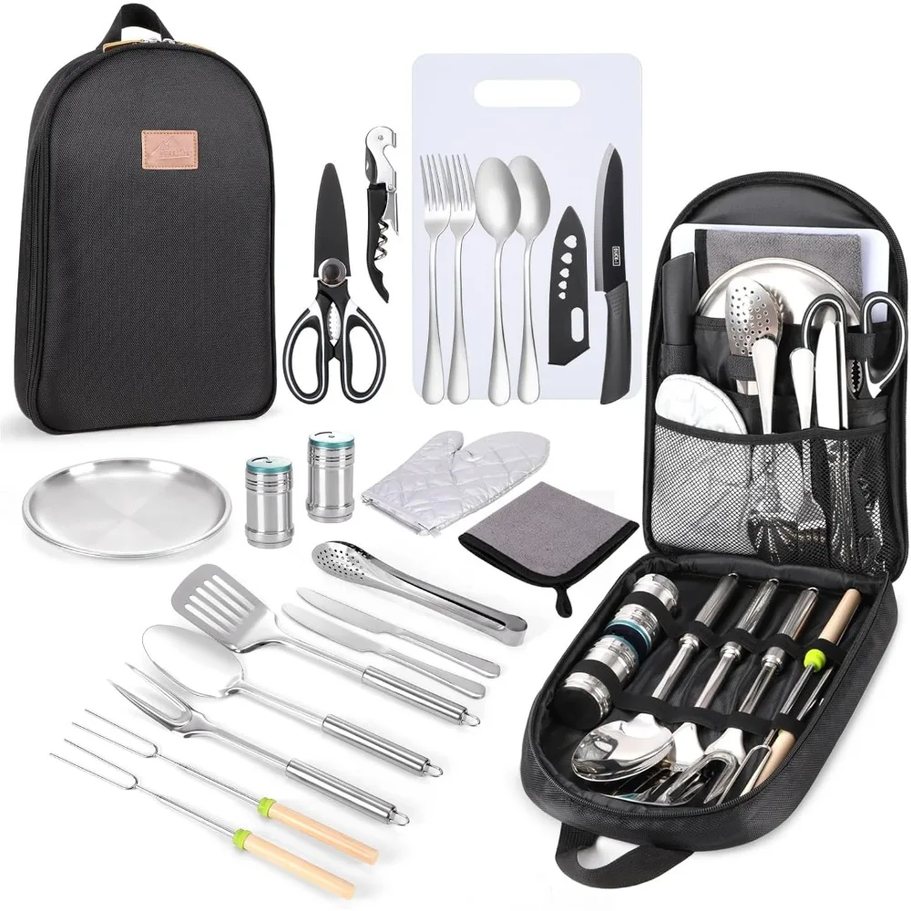 27 Piece Stainless Steel Camping Kitchen Utensil Set Compact Travel Cookware Kit for Outdoor Cooking Picnics BBQ
27 Piece Stainless Steel Camping Kitchen Utensil Set Compact Travel Cookware Kit for Outdoor Cooking Picnics BBQ
