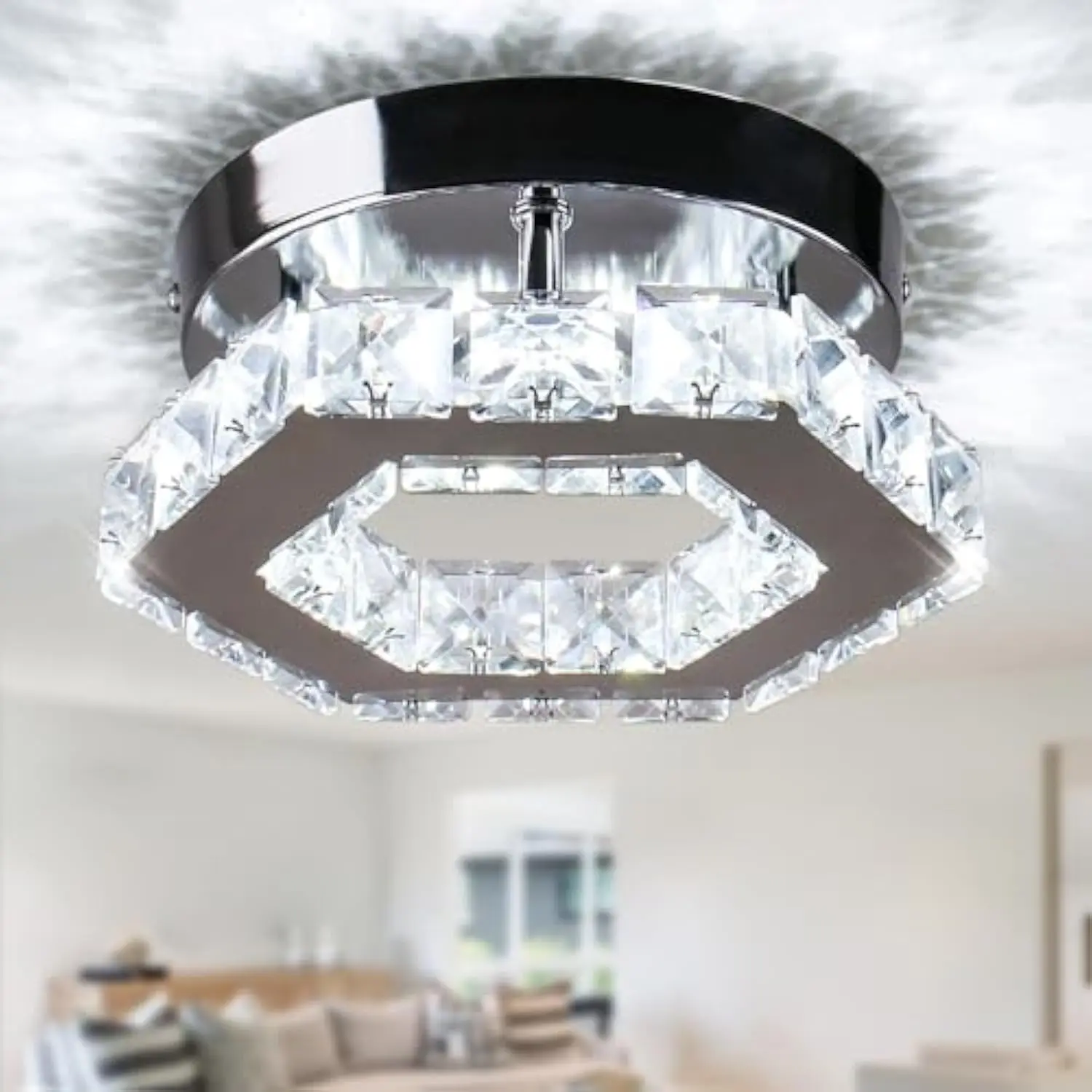 Mini Chandelier Crystal LED Ceiling Light Fixture Modern Pendant Lamp Semi Flush Mount Crystal Ceiling Lighting for Hallway Sta
Mini Chandelier Crystal LED Ceiling Light Fixture Modern Pendant Lamp Semi Flush Mount Crystal Ceiling Lighting for Hallway Sta