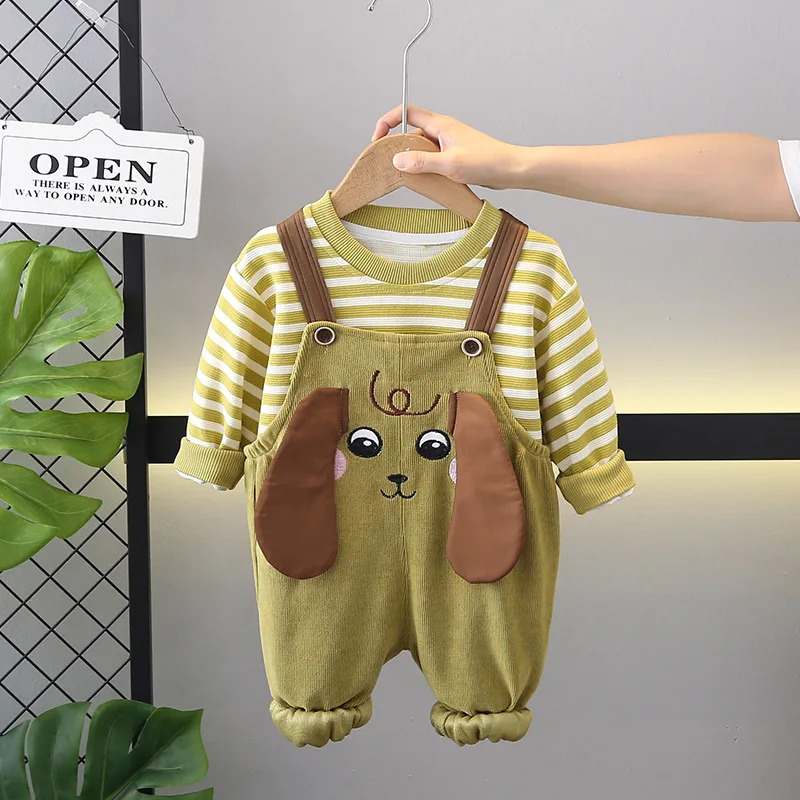 Toddler Fall Outfit Set 2025 New Korean Baby Boy Clothes 2 To 3 Year Cartoon Striped Dog Long Sleeve Tops and Overalls Boys Suit
Toddler Fall Outfit Set 2025 New Korean Baby Boy Clothes 2 To 3 Year Cartoon Striped Dog Long Sleeve Tops and Overalls Boys Suit