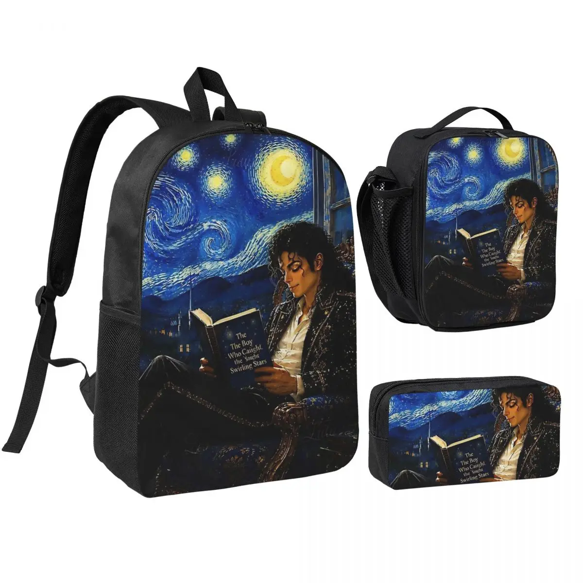 3pecs/set MJ Swirling Stars World-Famous Classic Backpack for Teenage College Shoulder Bag Lunch bag Pencil Case
3pecs/set MJ Swirling Stars World-Famous Classic Backpack for Teenage College Shoulder Bag Lunch bag Pencil Case