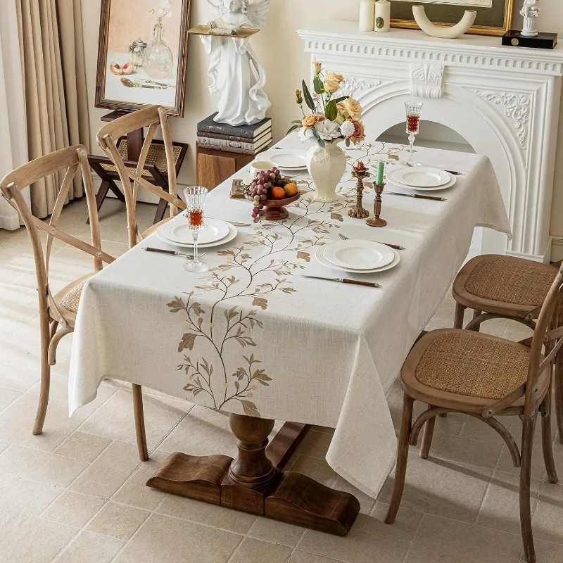 Rustic Waterproof Linen Tablecloth, Heavy Weight Beige Embroidery Table Cloths for Rectangle Tables, Burlap
Rustic Waterproof Linen Tablecloth, Heavy Weight Beige Embroidery Table Cloths for Rectangle Tables, Burlap