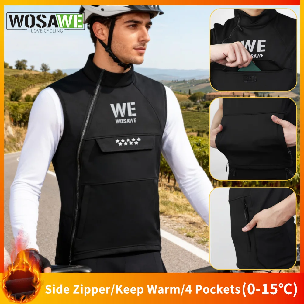 WOSAWE Cycling Vest Thermal Winter Cycling Gelit Windproof Warm Sleeveless Jacket with Side Zipper Various Pockets Bike Tops
WOSAWE Cycling Vest Thermal Winter Cycling Gelit Windproof Warm Sleeveless Jacket with Side Zipper Various Pockets Bike Tops