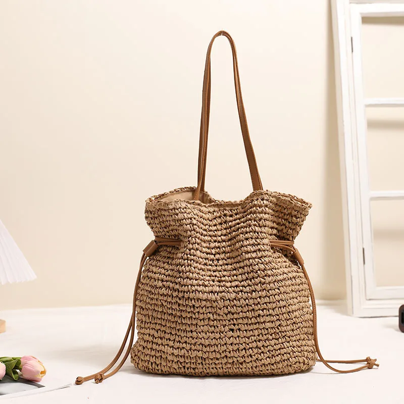 ummer Straw Bags Large Capacity Drawstring Beach Handbags Weaving Casual Women Shoulder Bags Ladies Vacation Beach Bags
ummer Straw Bags Large Capacity Drawstring Beach Handbags Weaving Casual Women Shoulder Bags Ladies Vacation Beach Bags