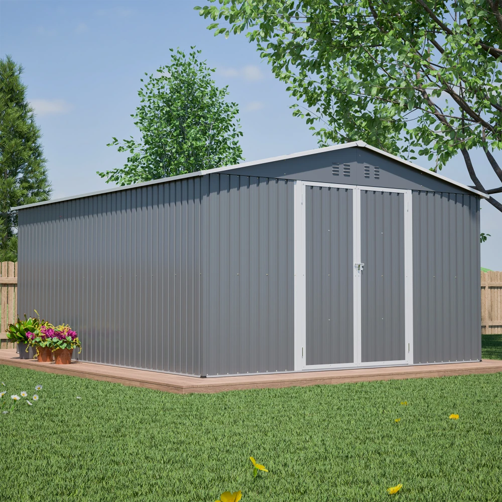 11x13 FT Metal Storage Shed with Reinforced Floor Frame Large 140.5 ft² Outdoor Garden Tool House Lockable Doors & 4 Air Vents Weatherproof Patio Backyard Organizer for All Seasons – 3-Box Packa
11x13 FT Metal Storage Shed with Reinforced Floor Frame Large 140.5 ft² Outdoor Garden Tool House Lockable Doors & 4 Air Vents Weatherproof Patio Backyard Organizer for All Seasons – 3-Box Packa